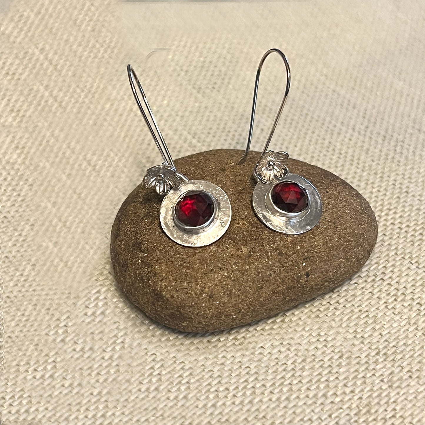 STERLING SILVER BEZEL SET EARRINGS