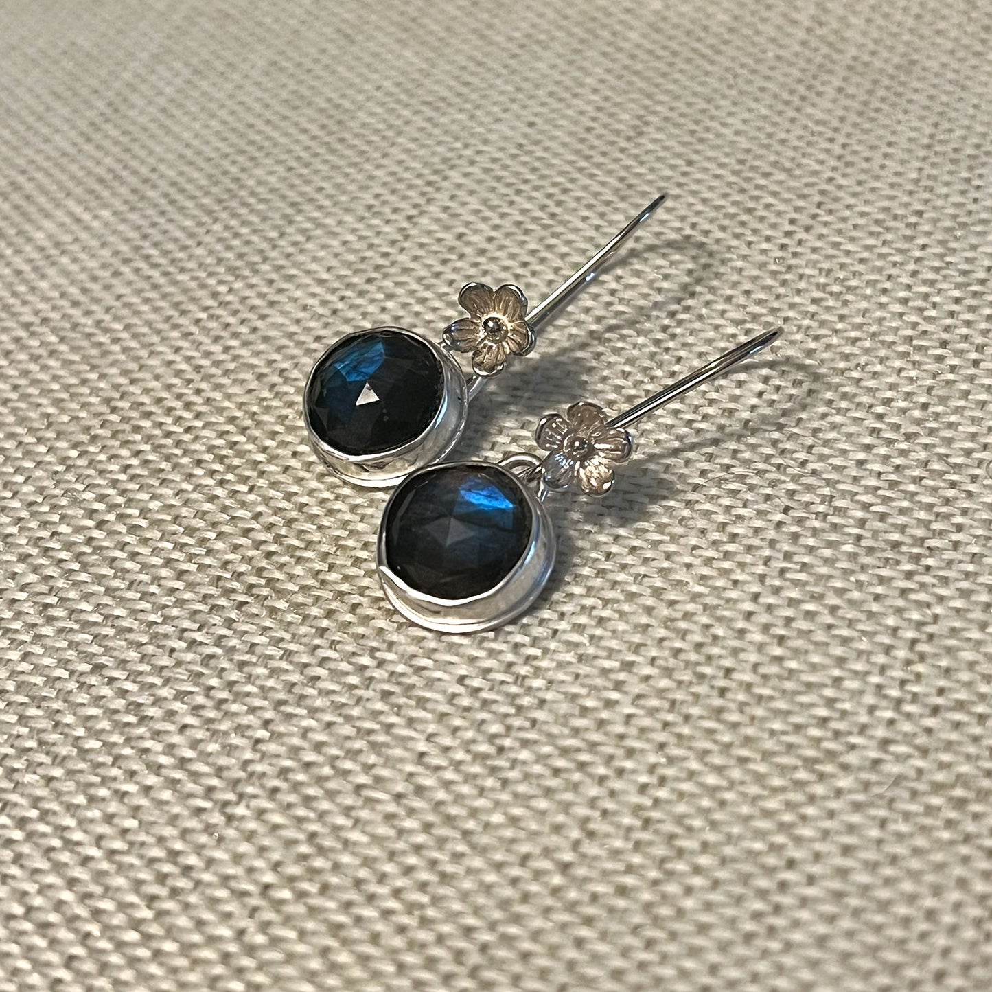 STERLING SILVER BEZEL SET EARRINGS