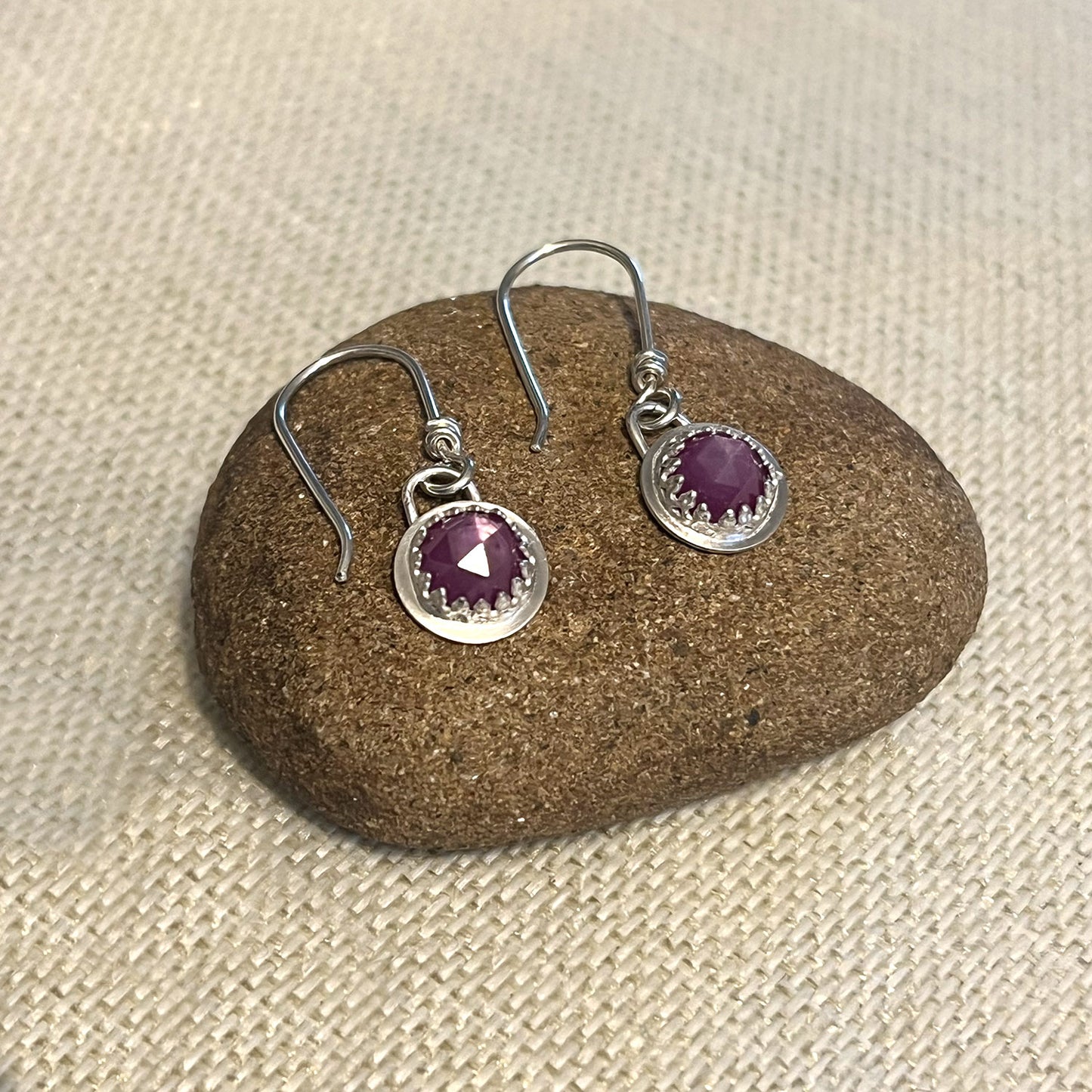 STERLING SILVER BEZEL SET EARRINGS