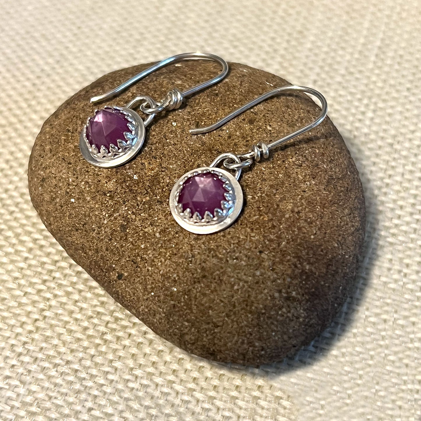 STERLING SILVER BEZEL SET EARRINGS