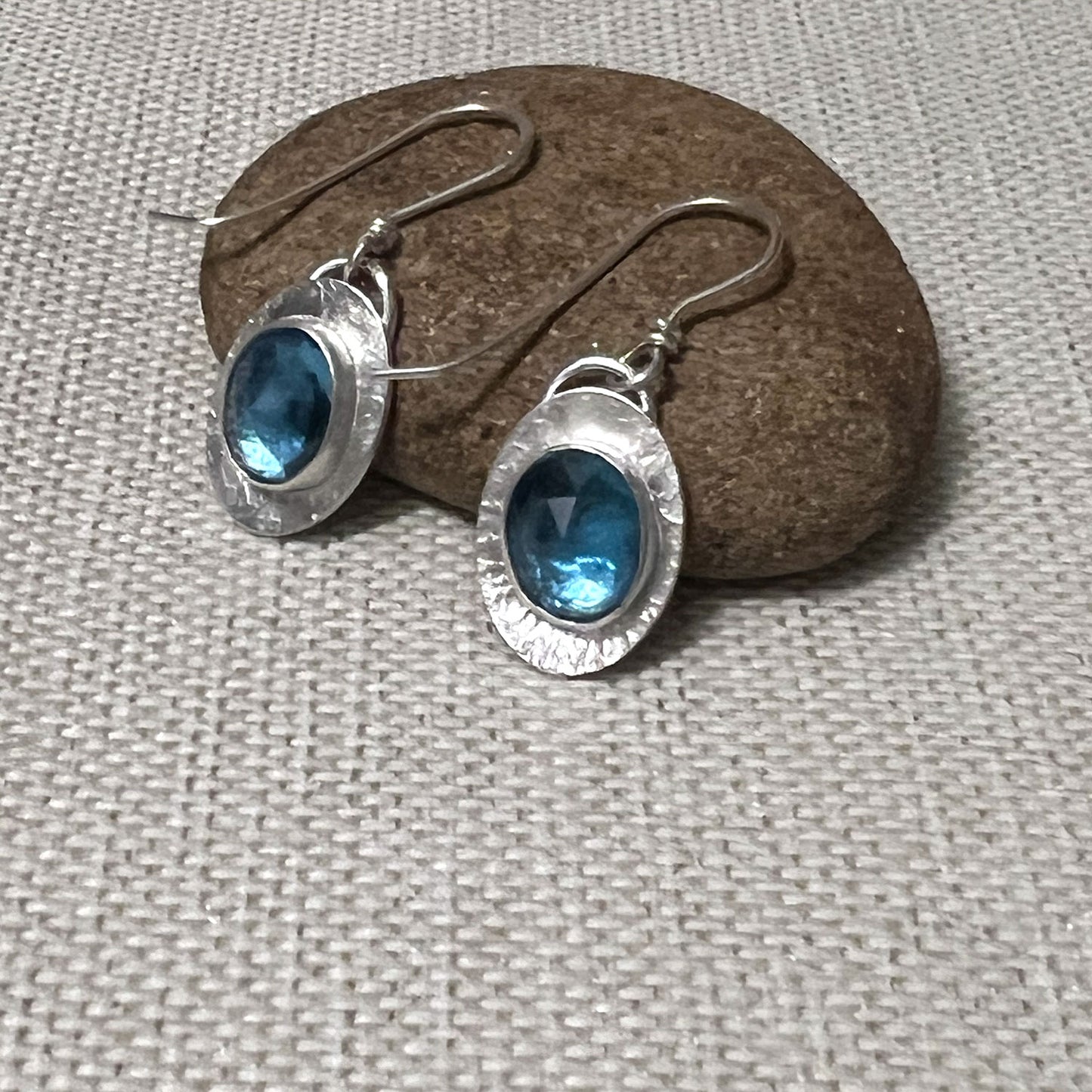STERLING SILVER SWISS BLUE TOPAZ EARRINGS - BE STILL TALISMAN