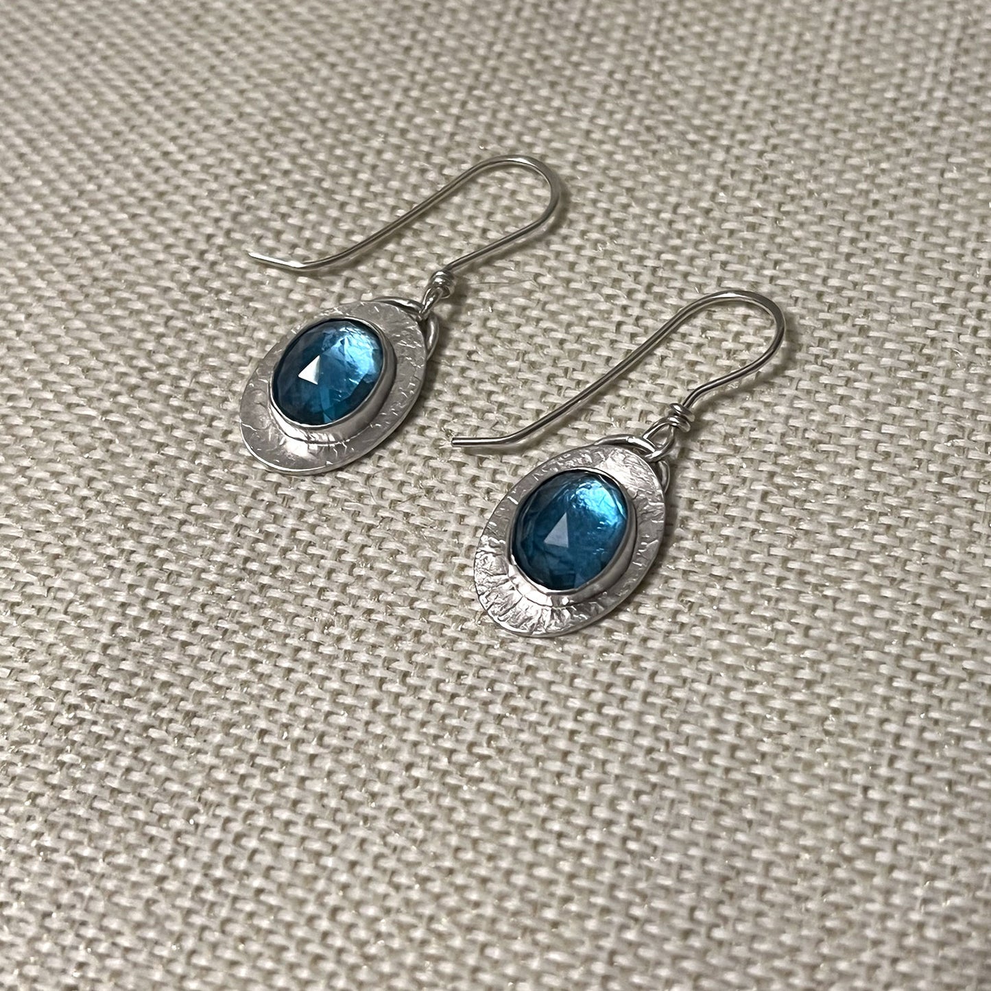 STERLING SILVER SWISS BLUE TOPAZ EARRINGS - BE STILL TALISMAN