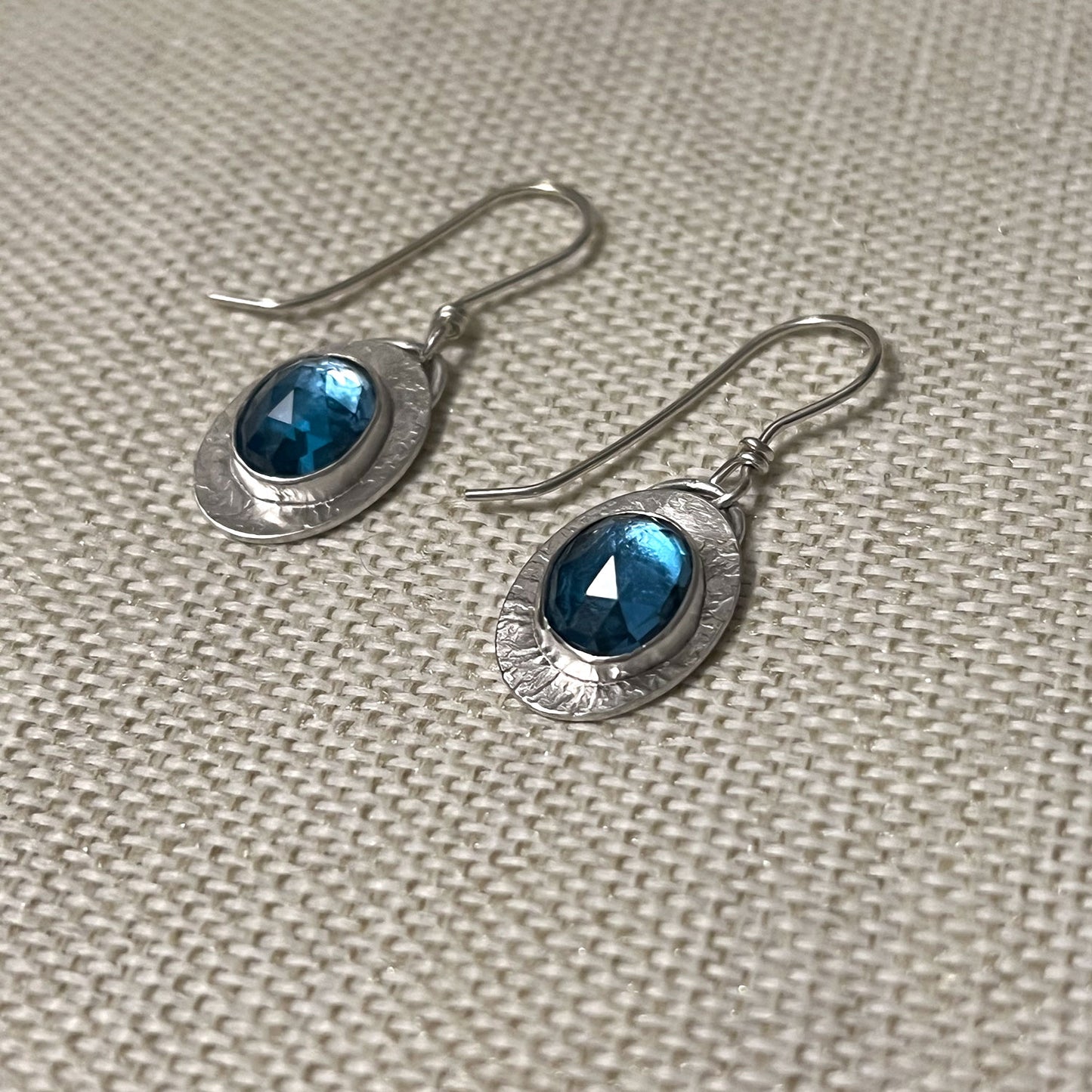 STERLING SILVER SWISS BLUE TOPAZ EARRINGS - BE STILL TALISMAN