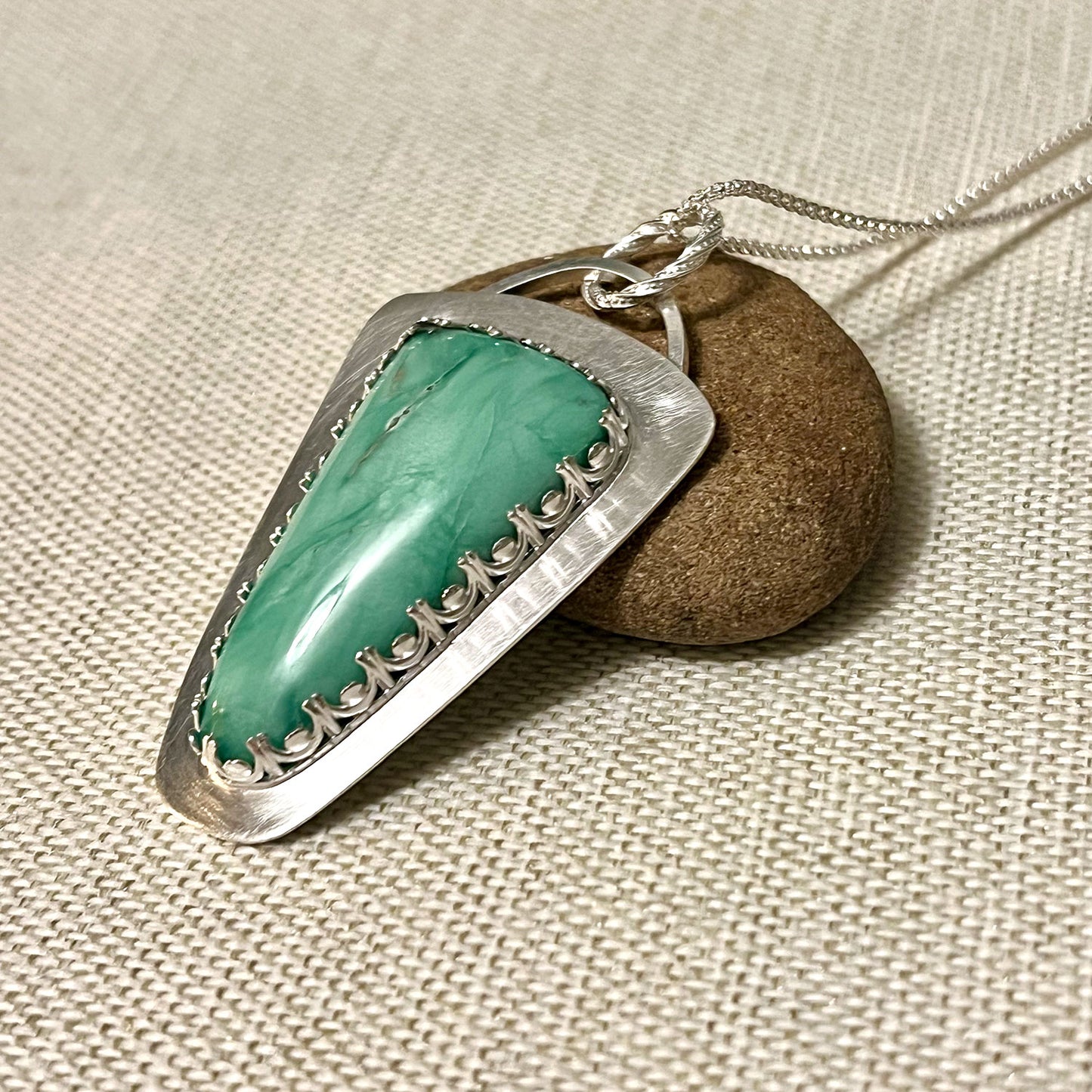 STERLING SILVER VARISCITE NECKLACE - JOYFUL TALISMAN