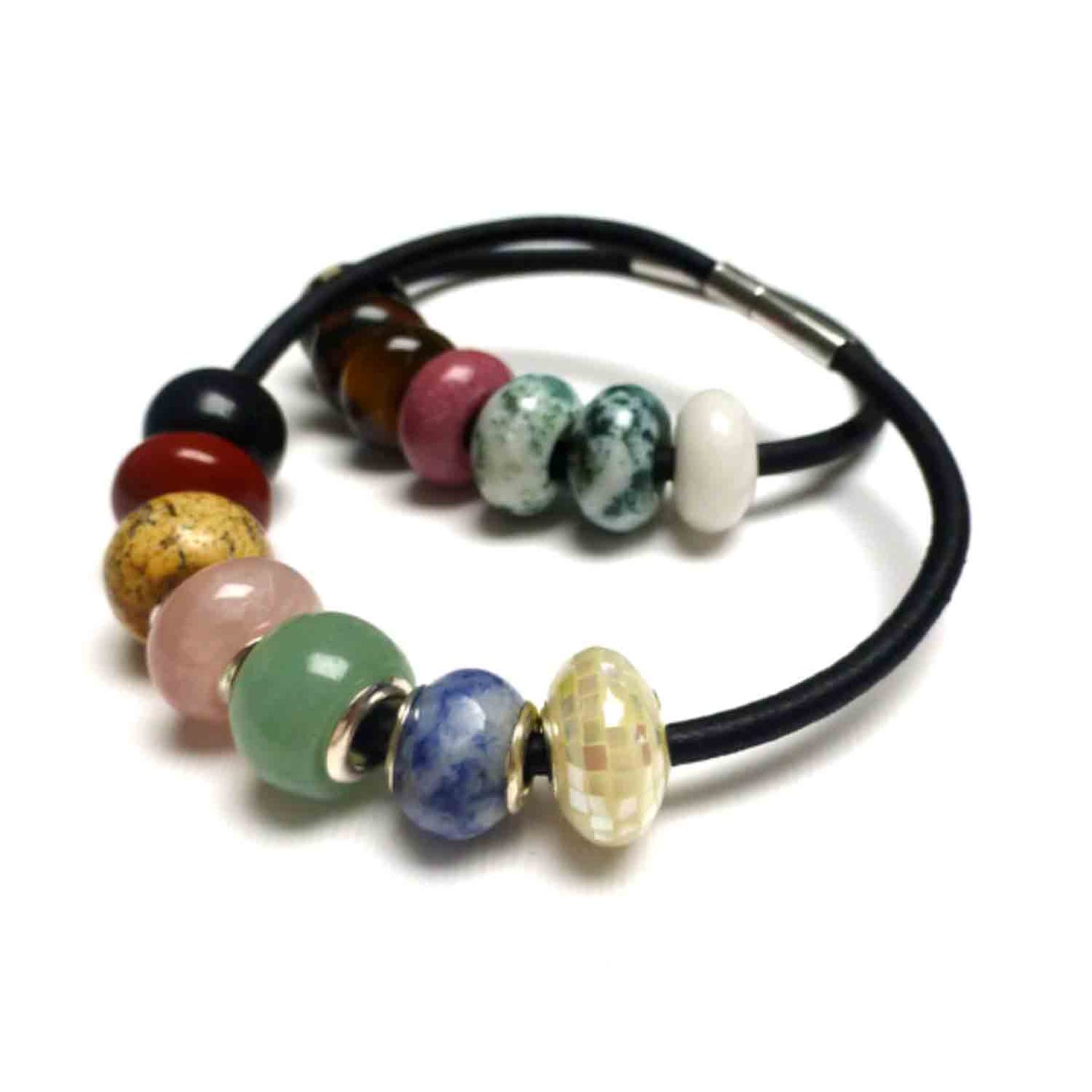 LEATHER SEVEN CHAKRAS MEDITATION BRACELET