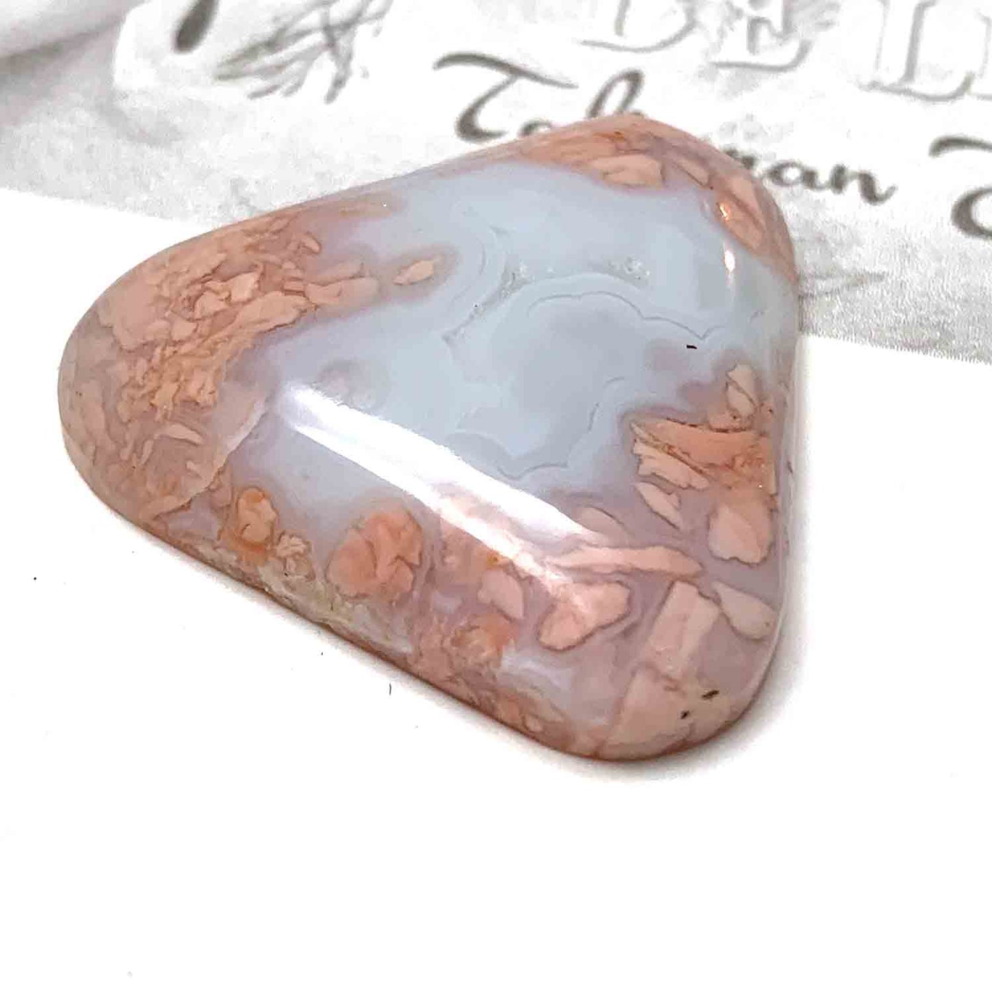 COTTON CANDY AGATE CABOCHON. HEART. PINK. WHITE. 35MM x 32MM x 7.5MM.