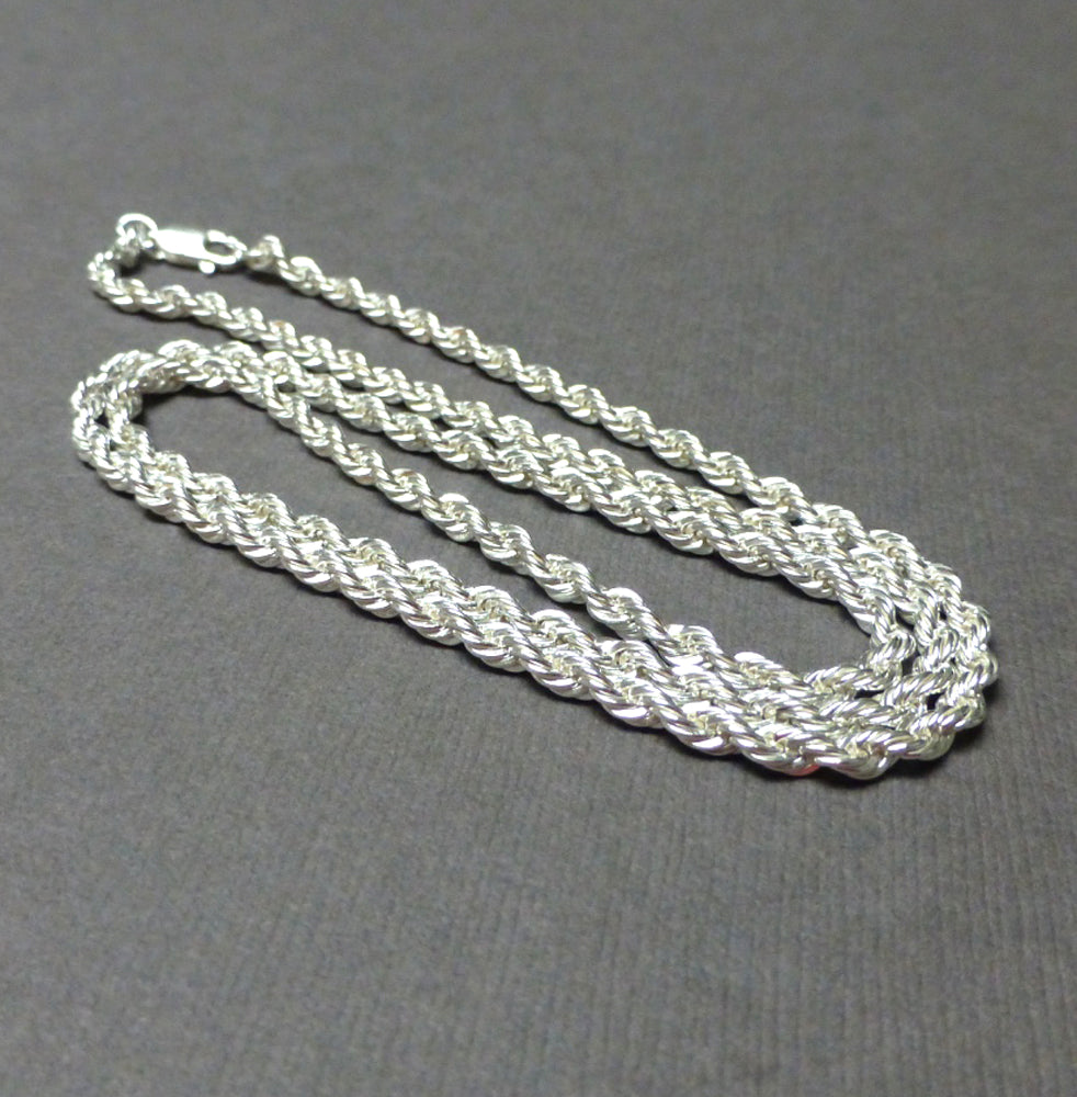 STERLING SILVER FRENCH ROPE CHAIN NECKLACE. WIDTH OPTIONS. LENGTH OPTIONS.