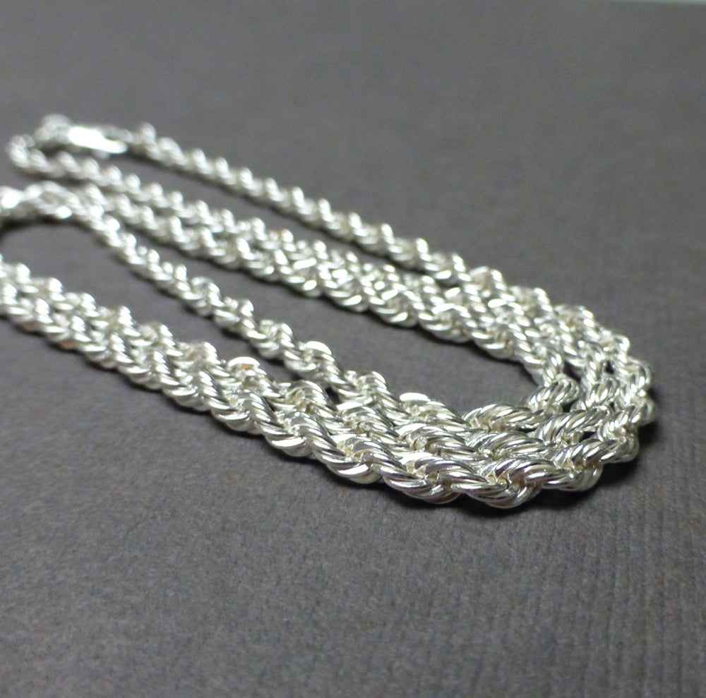 STERLING SILVER FRENCH ROPE CHAIN NECKLACE. WIDTH OPTIONS. LENGTH OPTIONS.