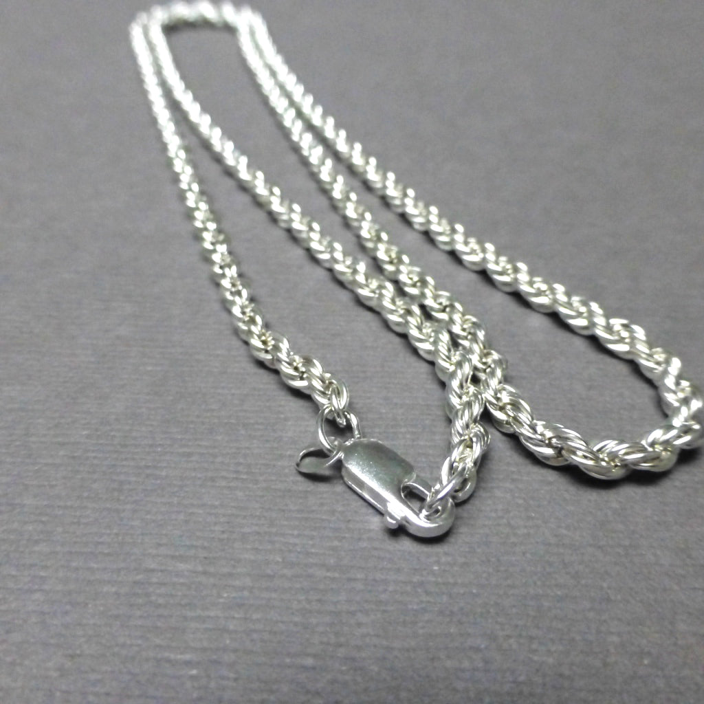 STERLING SILVER FRENCH ROPE CHAIN NECKLACE. WIDTH OPTIONS. LENGTH OPTIONS.
