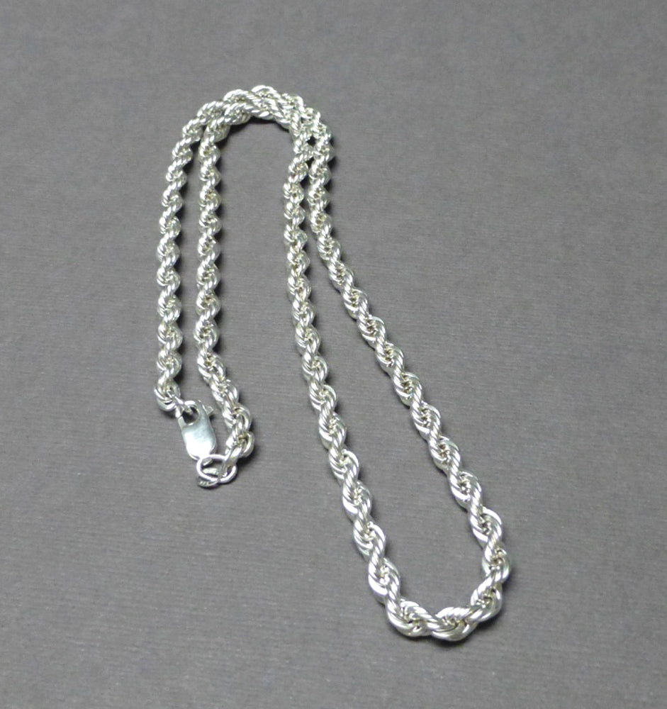STERLING SILVER FRENCH ROPE CHAIN NECKLACE. WIDTH OPTIONS. LENGTH OPTIONS.