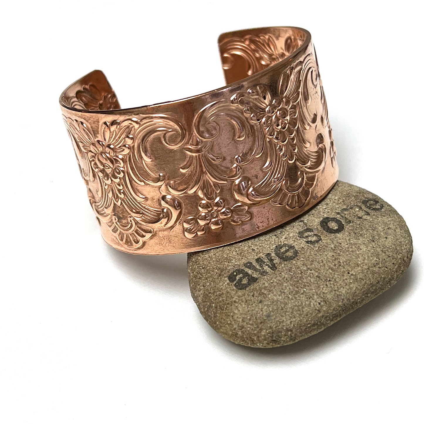 PATTERNED COPPER CUFF BRACELETS - CIRCLE OF LOVE TALISMAN