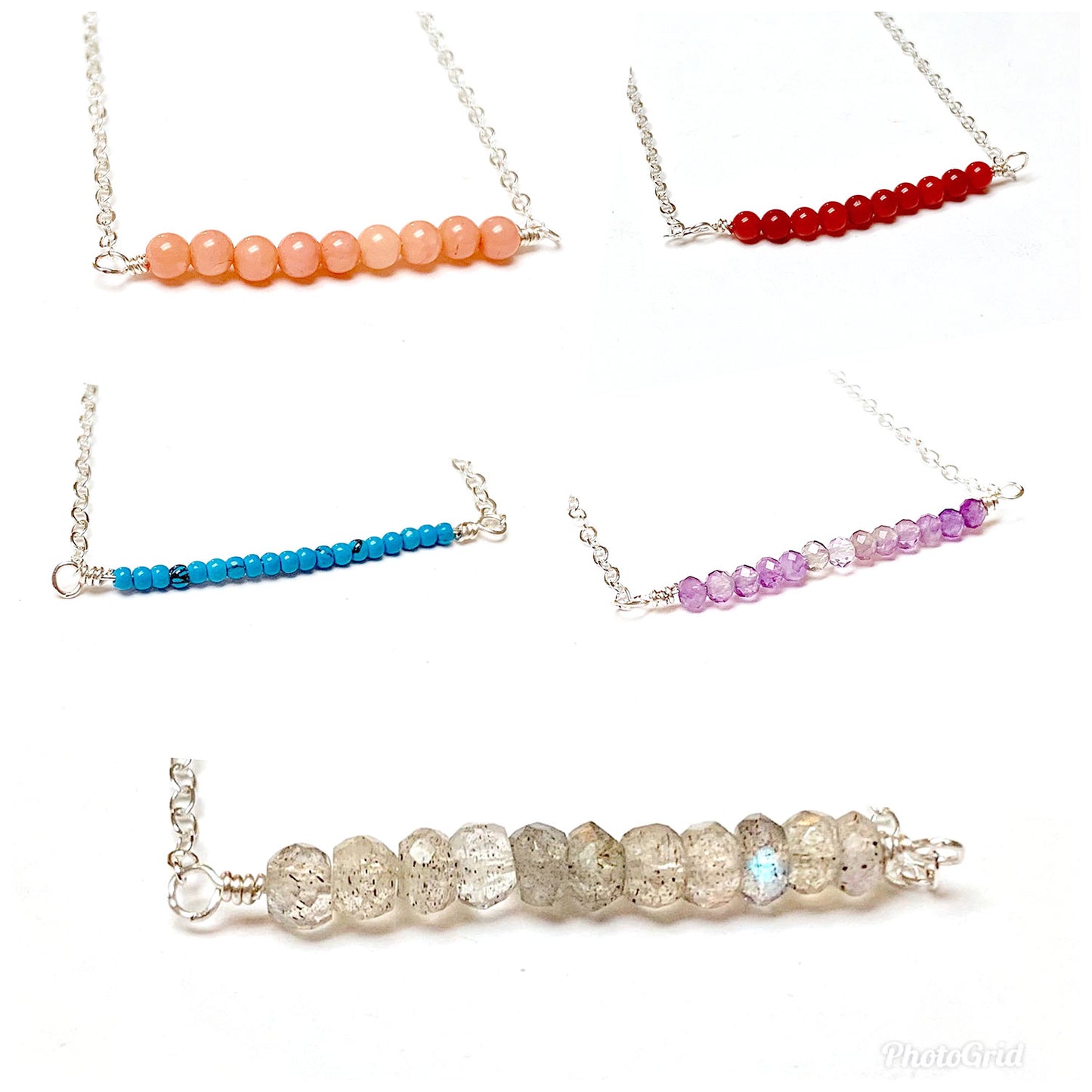 GEMSTONE BAR NECKLACE - GEMSTONE TALISMAN NECKLACES