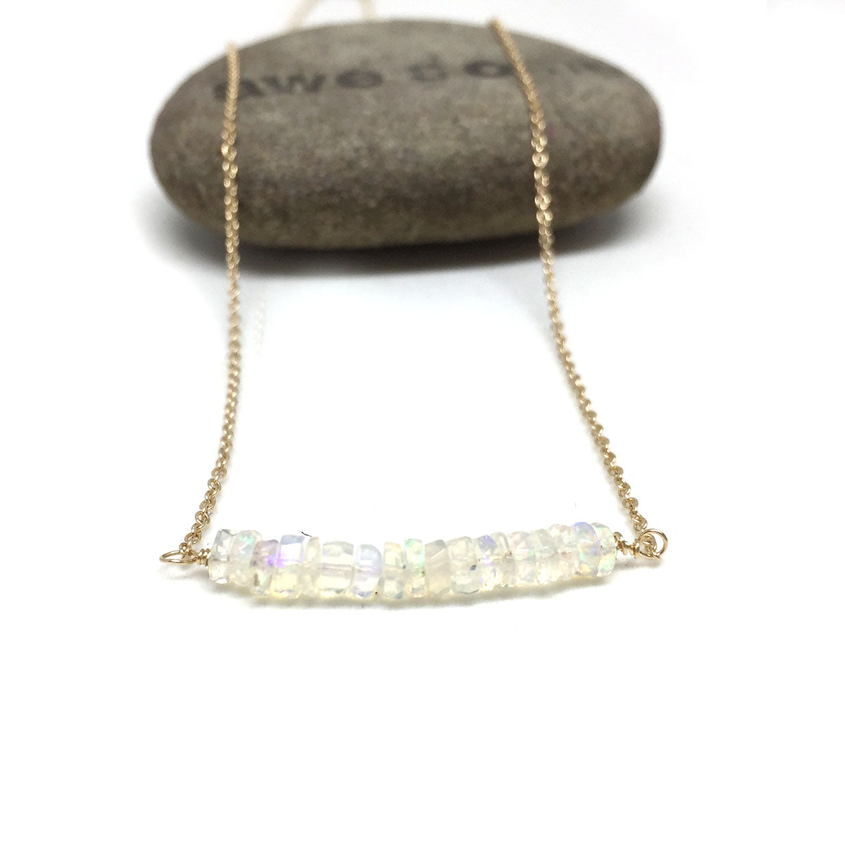 14K GOLD ETHIOPIAN OPAL NECKLACE - INNER BEAUTY TALISMAN