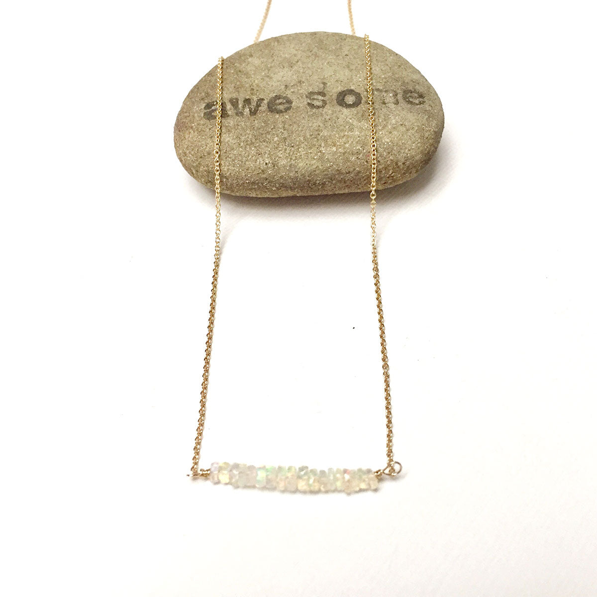14K GOLD ETHIOPIAN OPAL NECKLACE - INNER BEAUTY TALISMAN