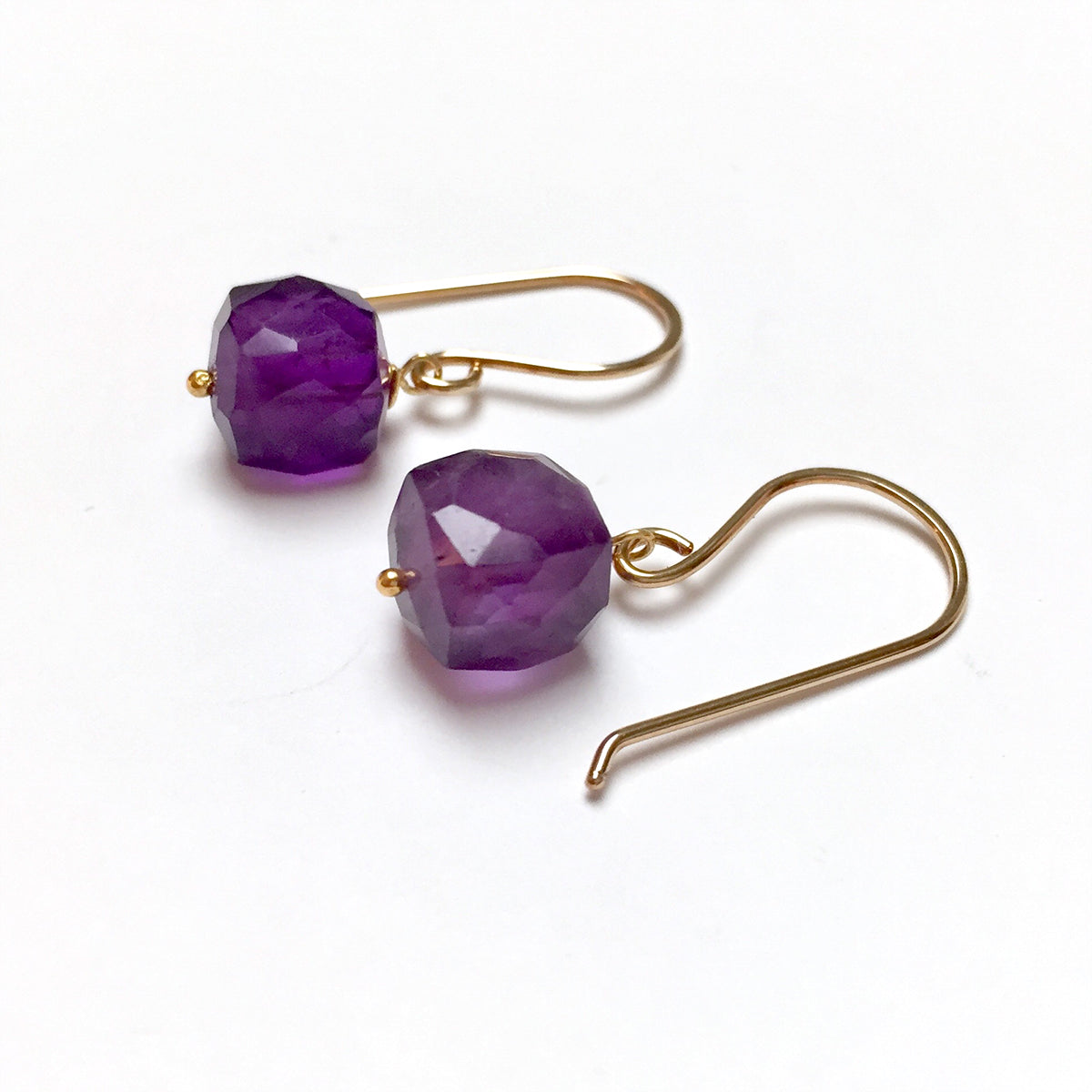 STERLING SILVER/GOLD FILLED AMETHYST CUBE EARRINGS - DREAMLAND TALISMAN