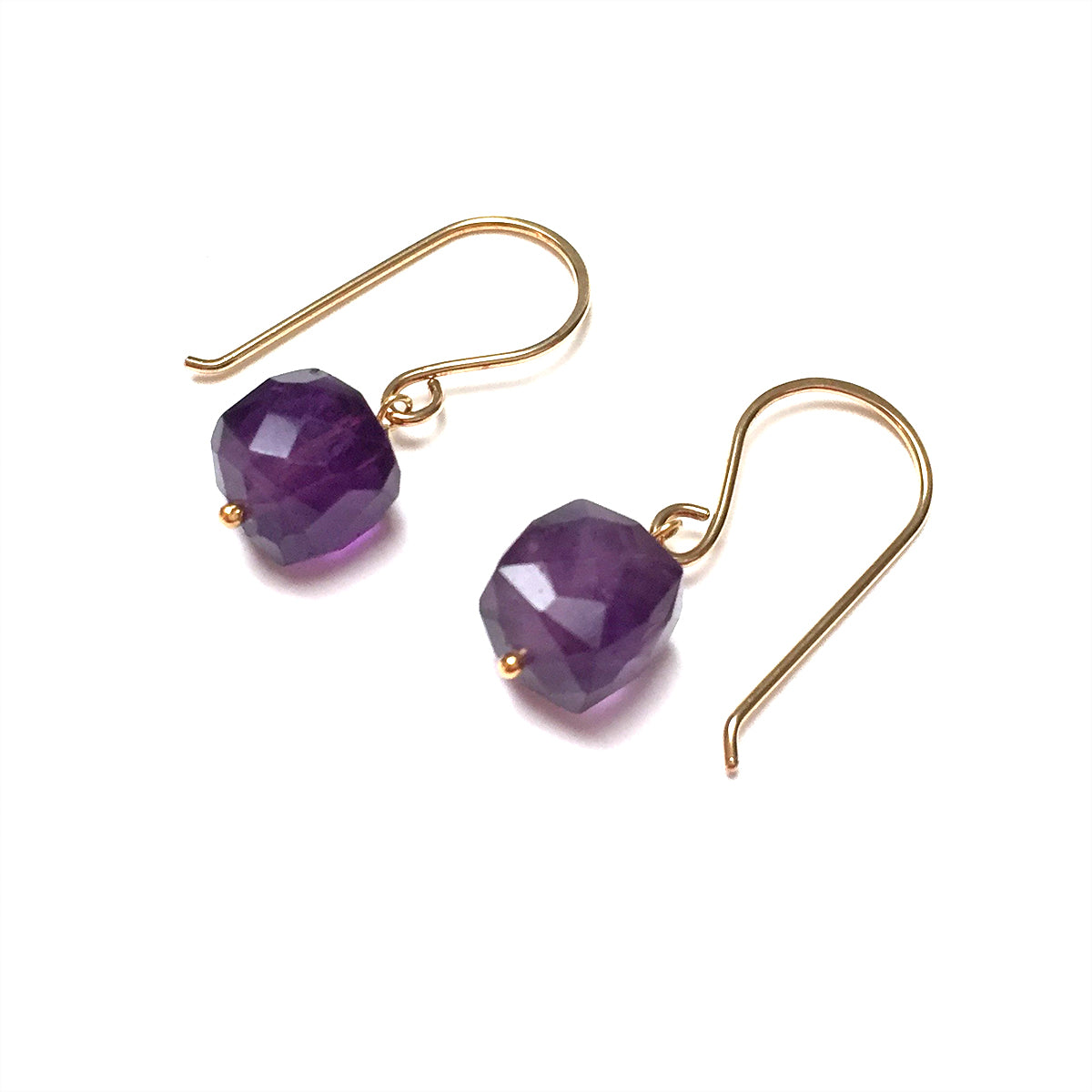 STERLING SILVER/GOLD FILLED AMETHYST CUBE EARRINGS - DREAMLAND TALISMAN