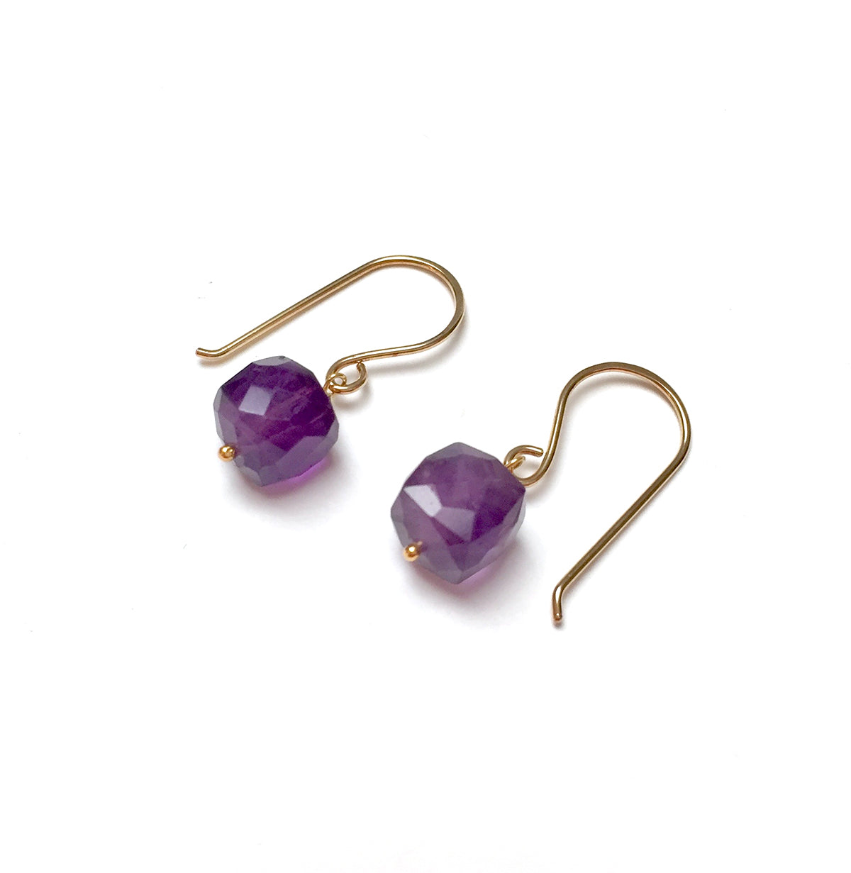 STERLING SILVER/GOLD FILLED AMETHYST CUBE EARRINGS - DREAMLAND TALISMAN