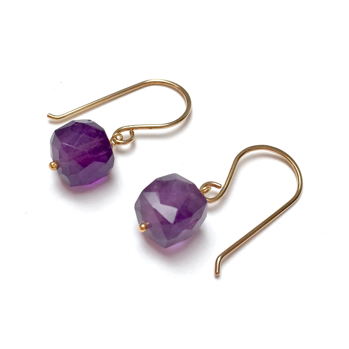 STERLING SILVER/GOLD FILLED AMETHYST CUBE EARRINGS - DREAMLAND TALISMAN