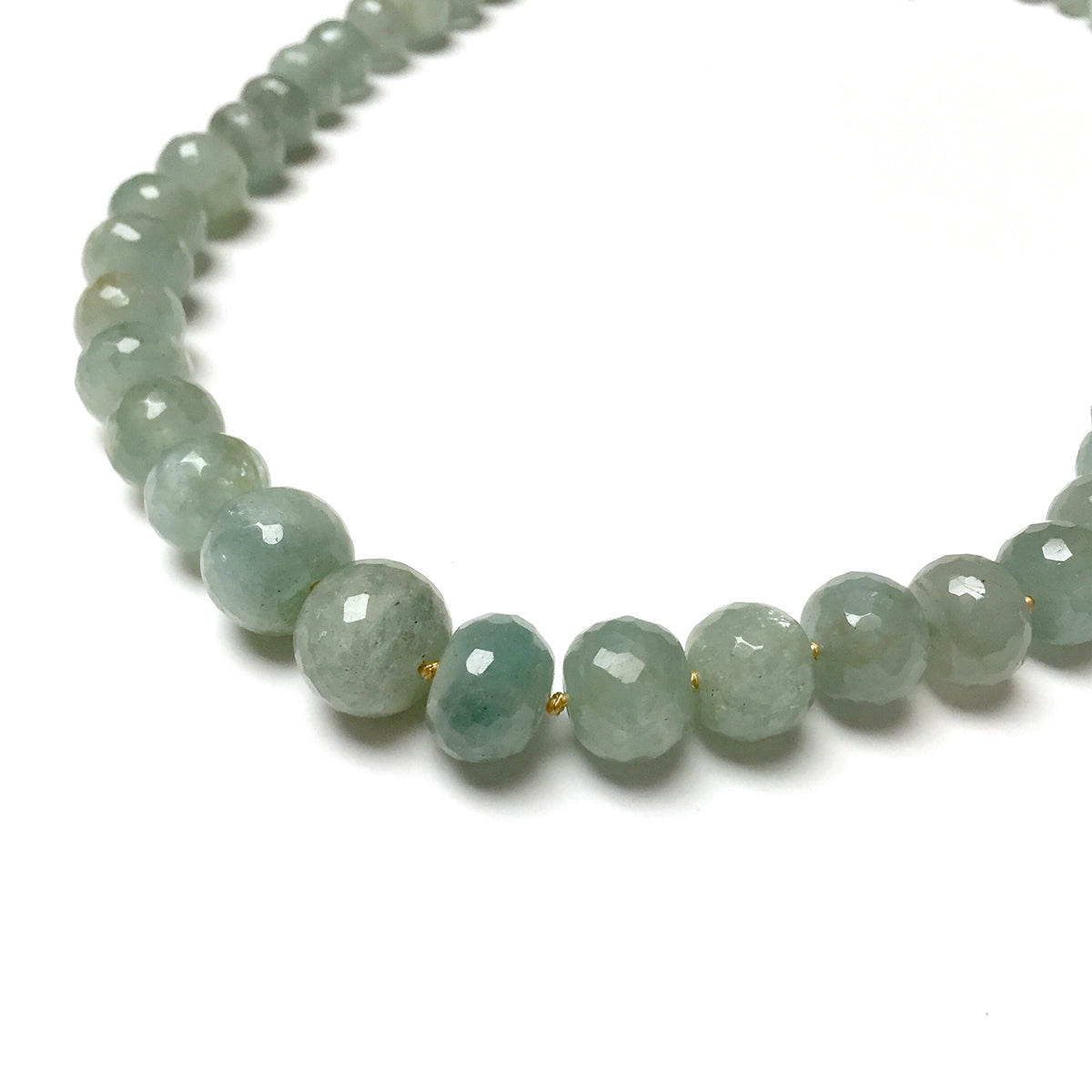HAND SILK KNOTTED AQUAMARINE NECKLACE - SEA SPIRIT TALISMAN