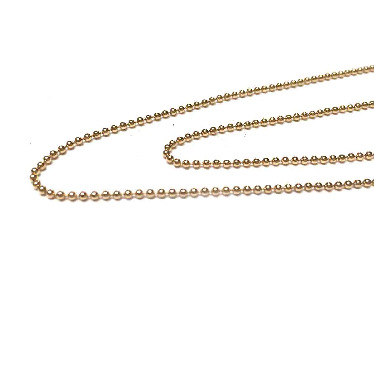 GOLD FILLED BEADED CHAIN NECKLACE 1.2MM. 16 INCHES.