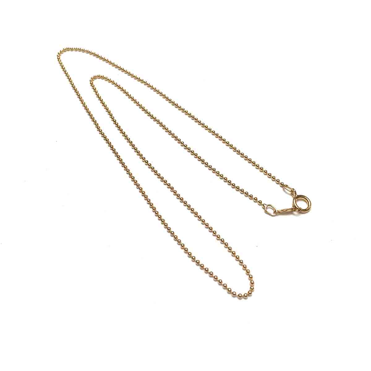 GOLD FILLED BEADED CHAIN NECKLACE 1.2MM. 16 INCHES.