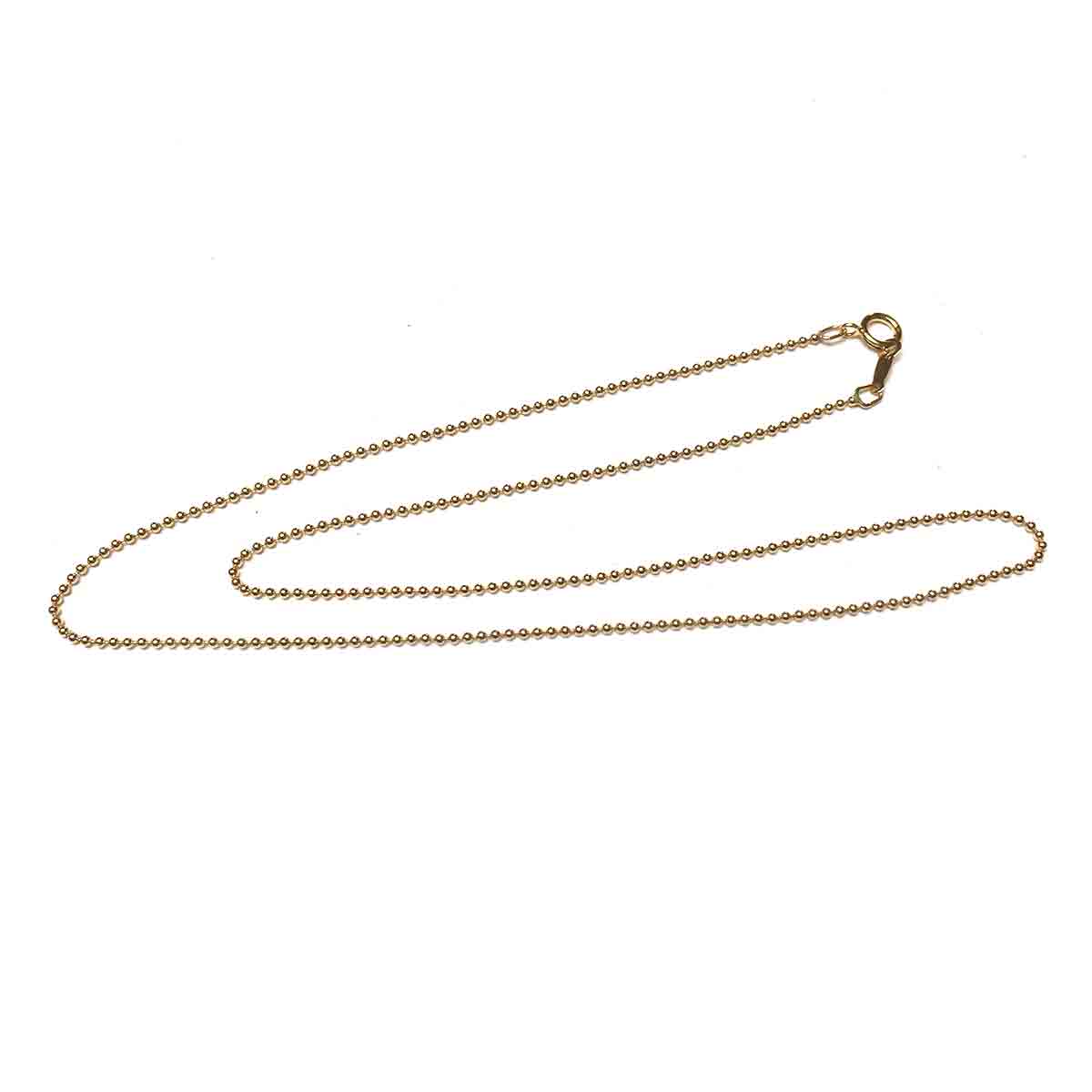 GOLD FILLED BEADED CHAIN NECKLACE 1.2MM. 16 INCHES.