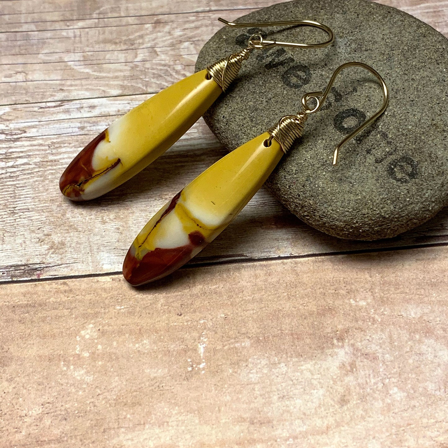 GEMSTONE LONG DROP EARRINGS - TALISMAN JEWELRY