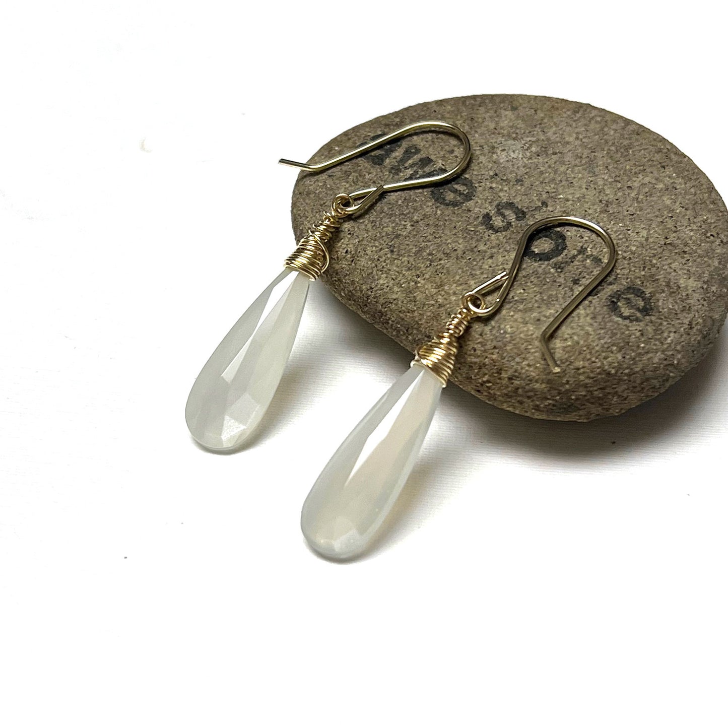 STERLING SILVER/GOLD FILLED WHITE FACETED MOONSTONE EARRINGS - INNER BEAUTY TALISMAN
