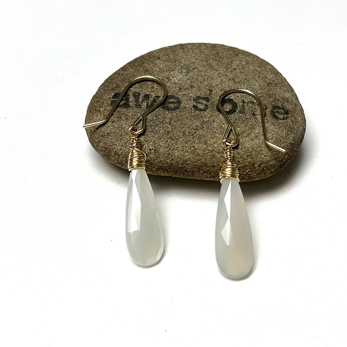 STERLING SILVER/GOLD FILLED WHITE FACETED MOONSTONE EARRINGS - INNER BEAUTY TALISMAN