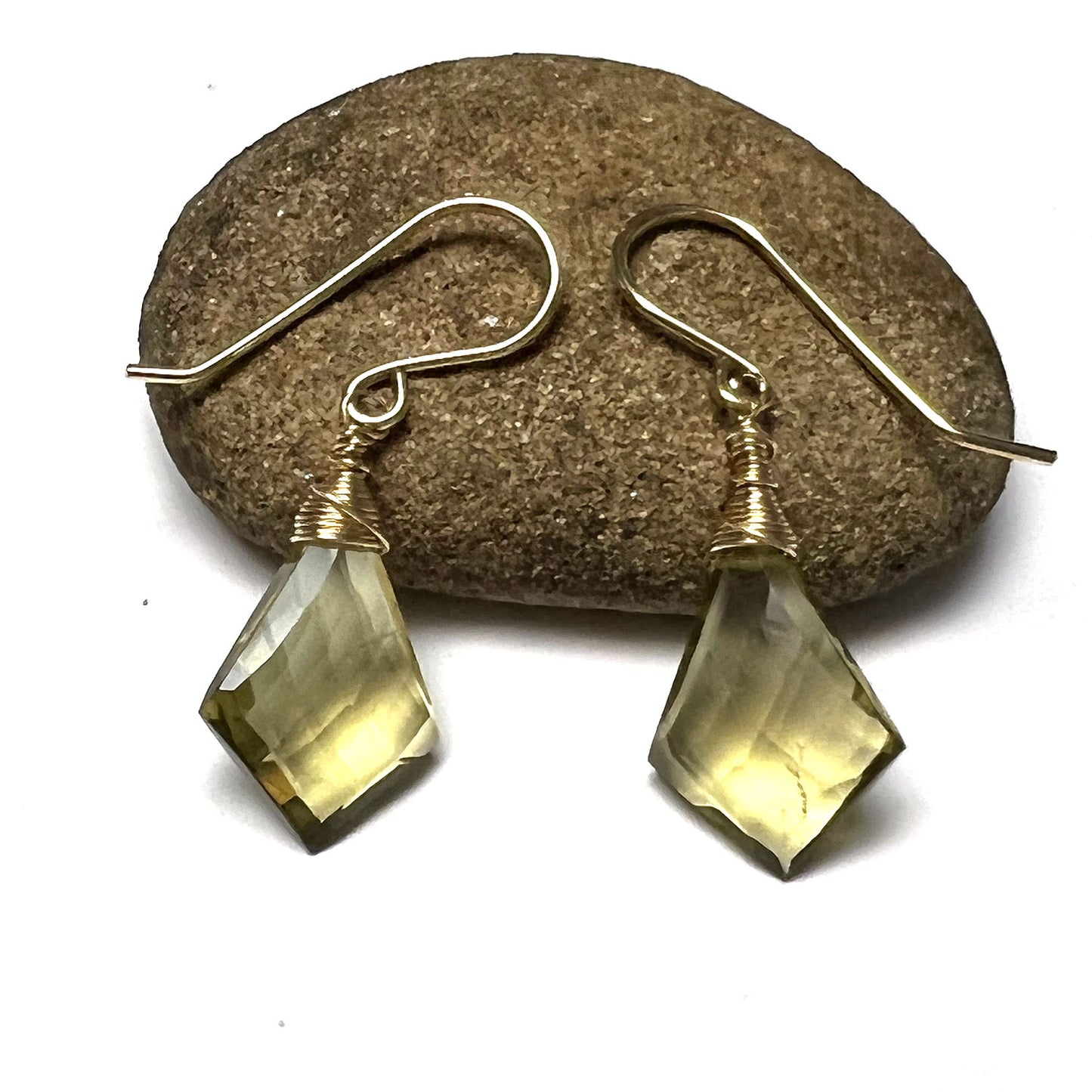 GOLD FILLED OLIVE QUARTZ EARRINGS - SYNCH ME TALISMAN