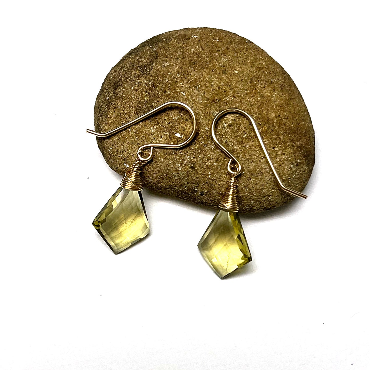 GOLD FILLED OLIVE QUARTZ EARRINGS - SYNCH ME TALISMAN