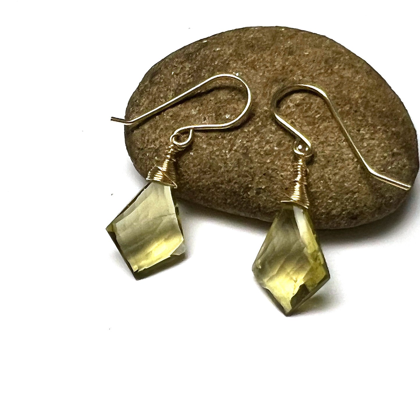GOLD FILLED OLIVE QUARTZ EARRINGS - SYNCH ME TALISMAN