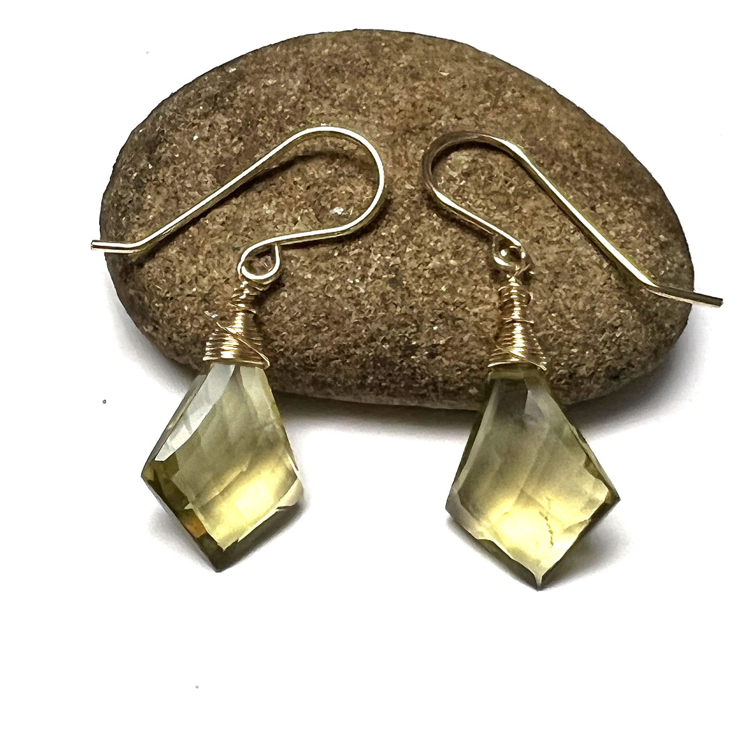 GOLD FILLED OLIVE QUARTZ EARRINGS - SYNCH ME TALISMAN