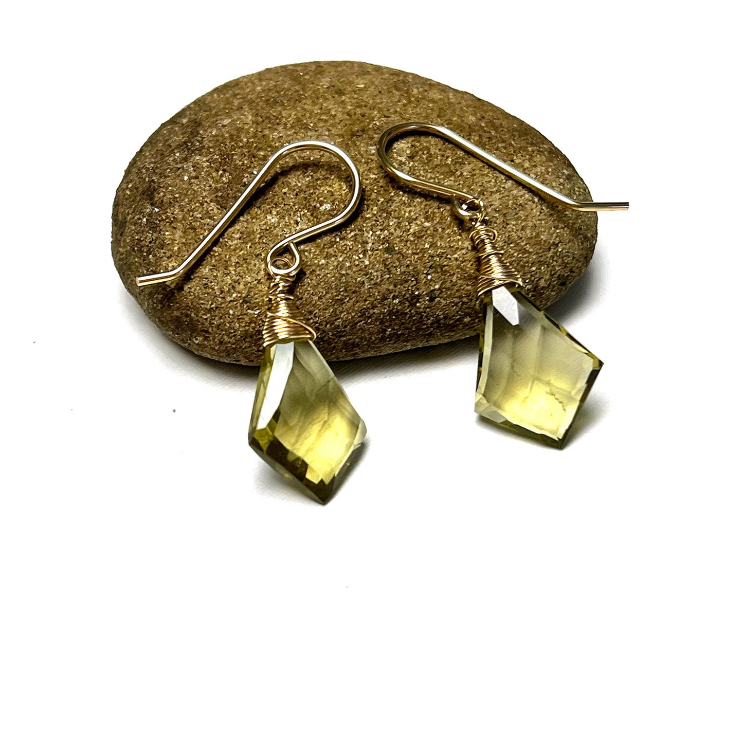 GOLD FILLED OLIVE QUARTZ EARRINGS - SYNCH ME TALISMAN