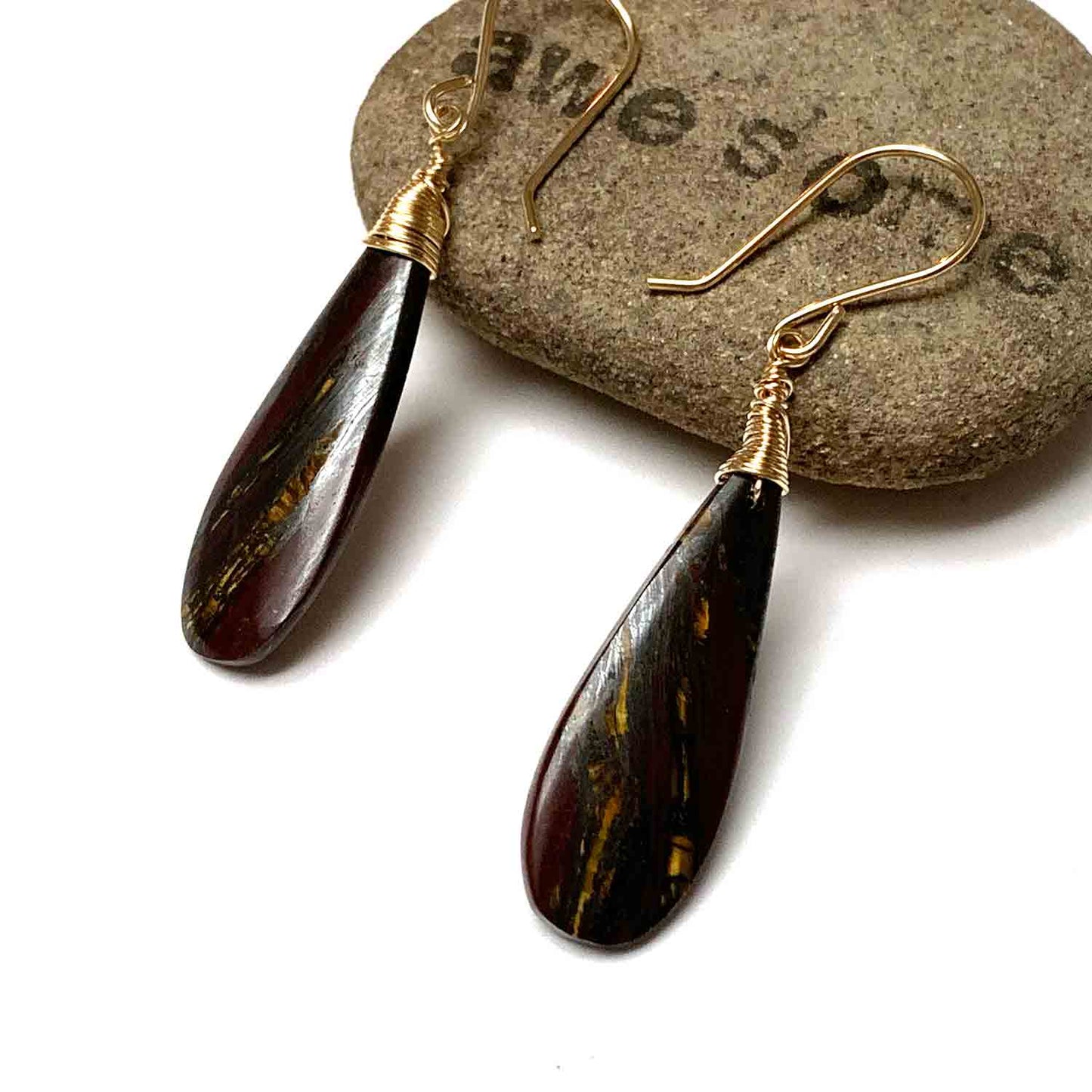 GEMSTONE LONG DROP EARRINGS - TALISMAN JEWELRY