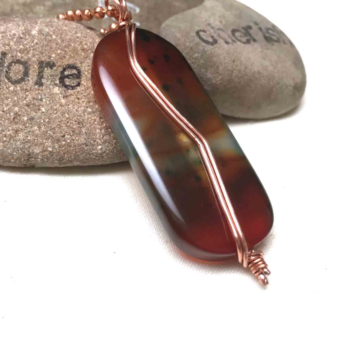 COPPER RAINBOW AGATE NECKLACE - PROTECTIVE EMBRACE TALISMAN