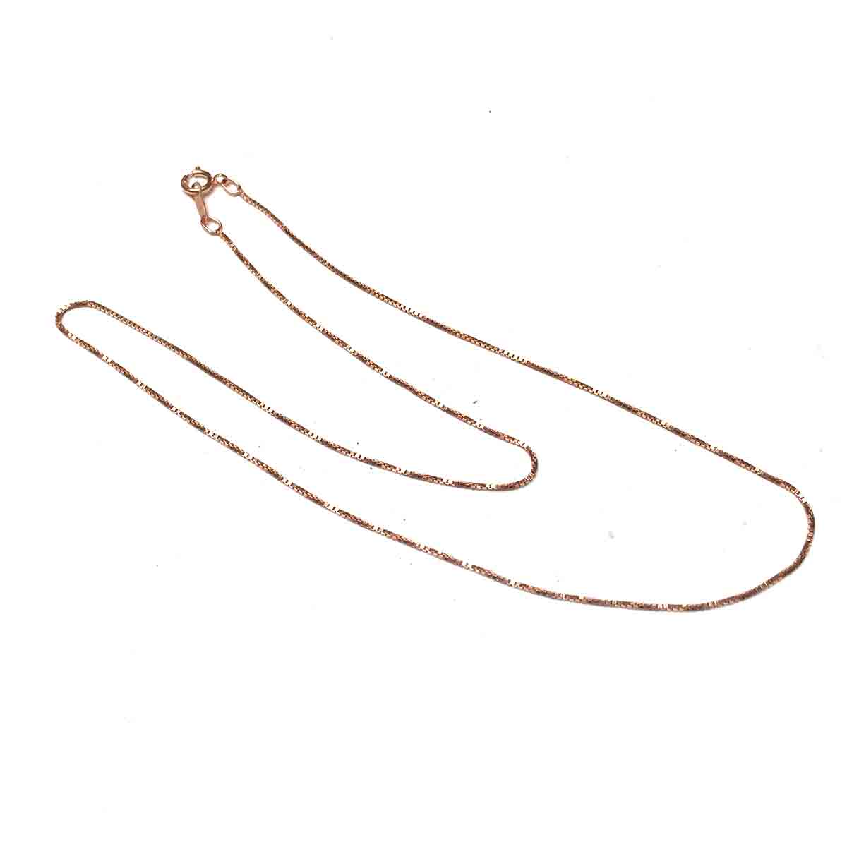 ROSE GOLD FILLED BOX CHAIN NECKLACE .85MM 16 INCHES