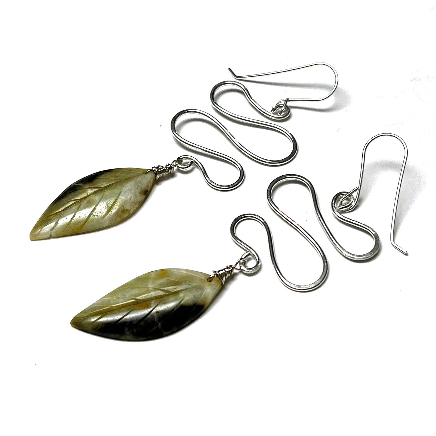 LONG DROP WAVE GEMSTONE EARRINGS