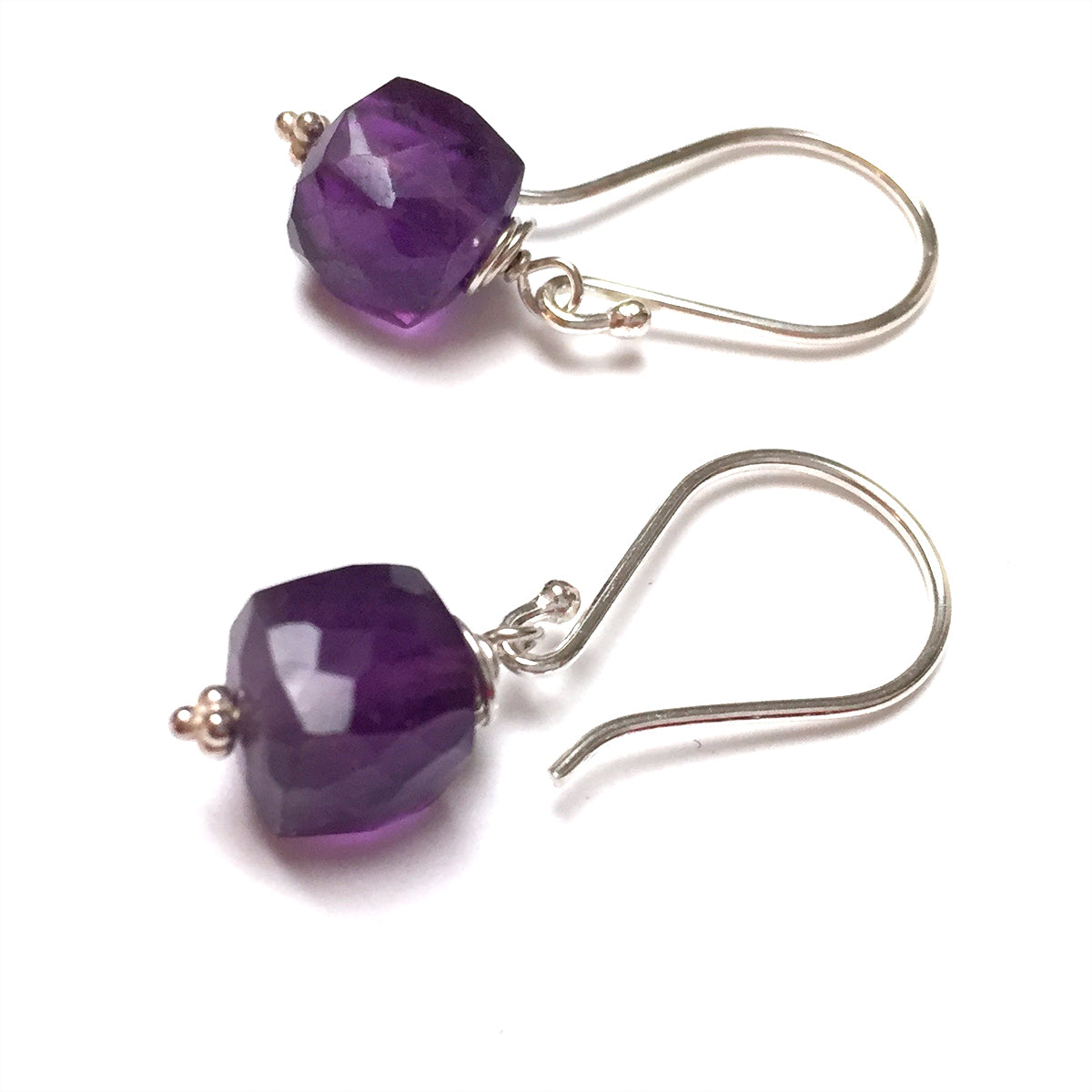 STERLING SILVER/GOLD FILLED AMETHYST CUBE EARRINGS - DREAMLAND TALISMAN