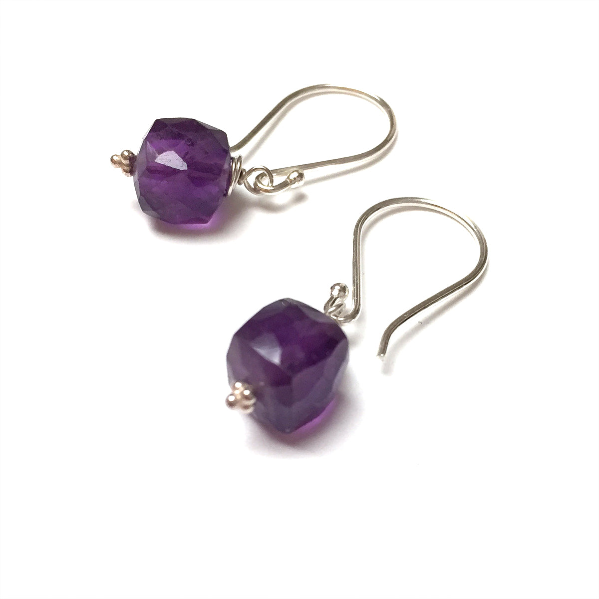 STERLING SILVER/GOLD FILLED AMETHYST CUBE EARRINGS - DREAMLAND TALISMAN