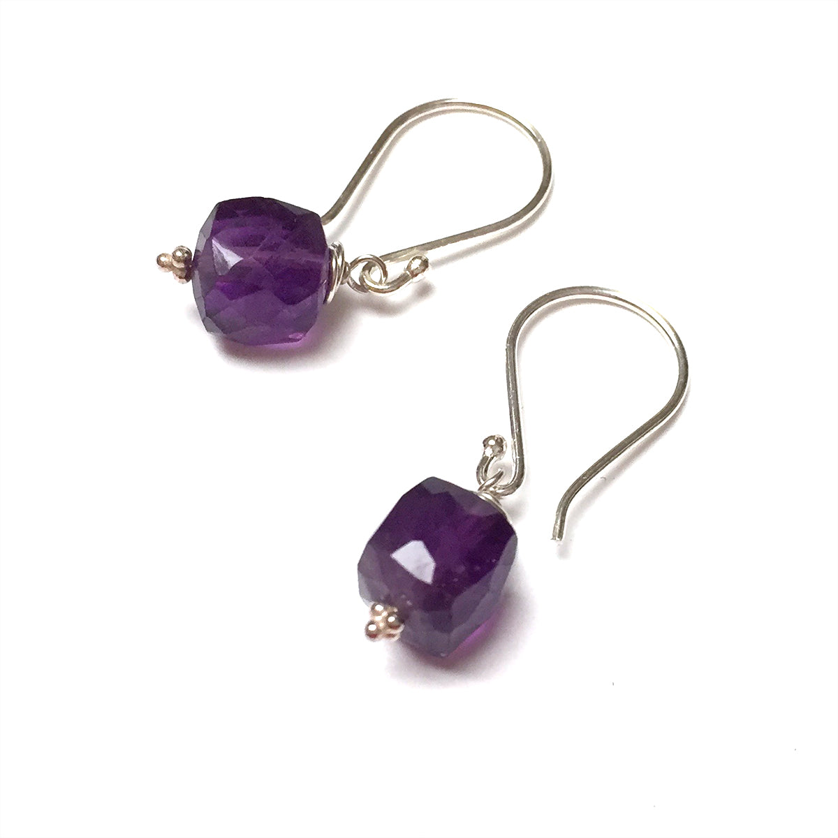 STERLING SILVER/GOLD FILLED AMETHYST CUBE EARRINGS - DREAMLAND TALISMAN
