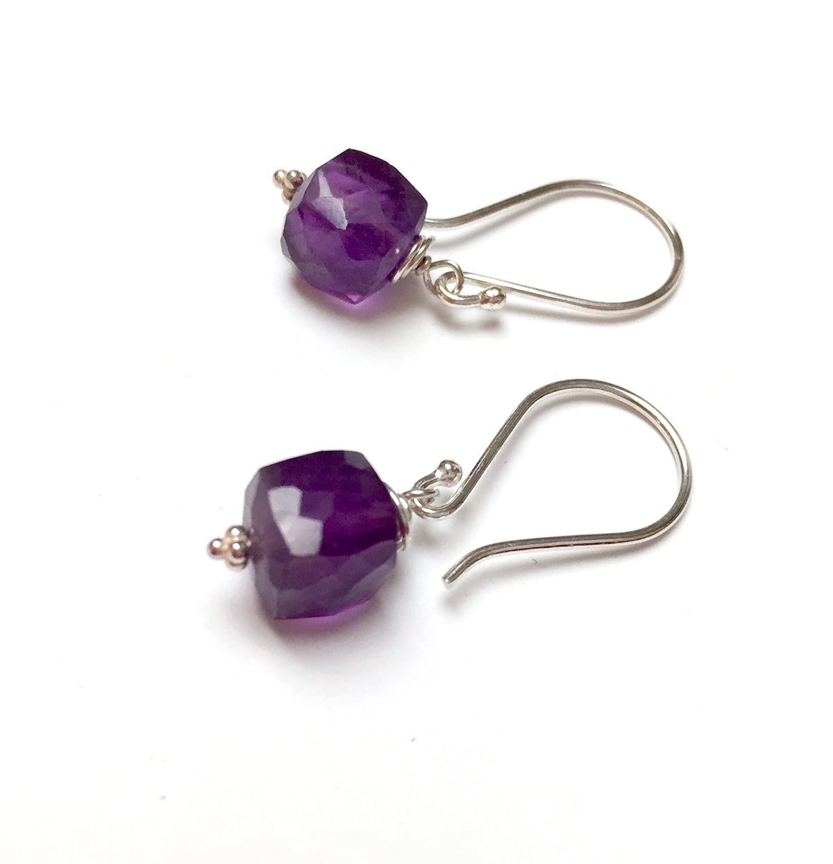 STERLING SILVER/GOLD FILLED AMETHYST CUBE EARRINGS - DREAMLAND TALISMAN