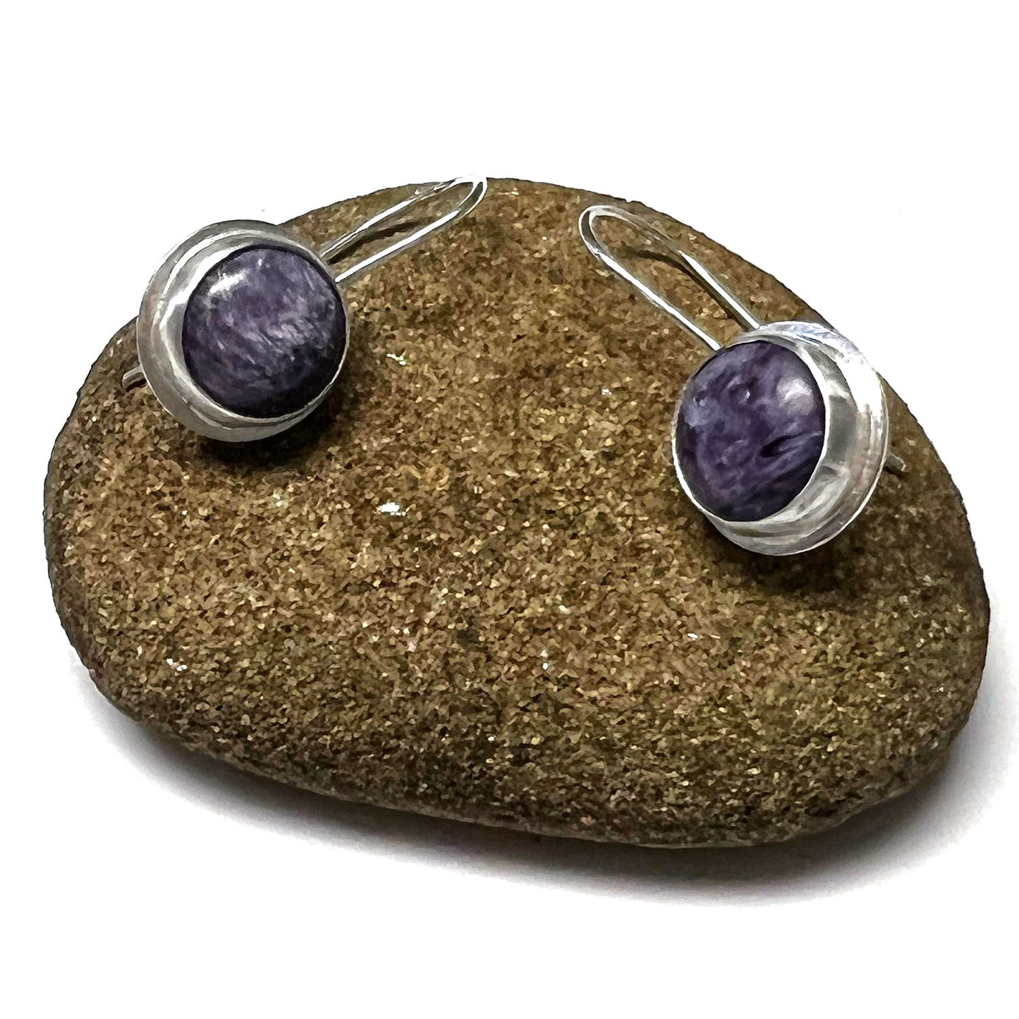STERLING SILVER BEZEL SET EARRINGS