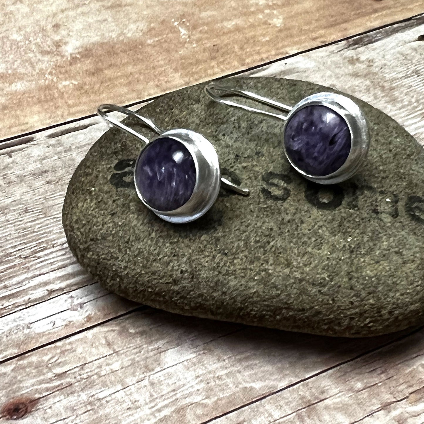 STERLING SILVER BEZEL SET EARRINGS