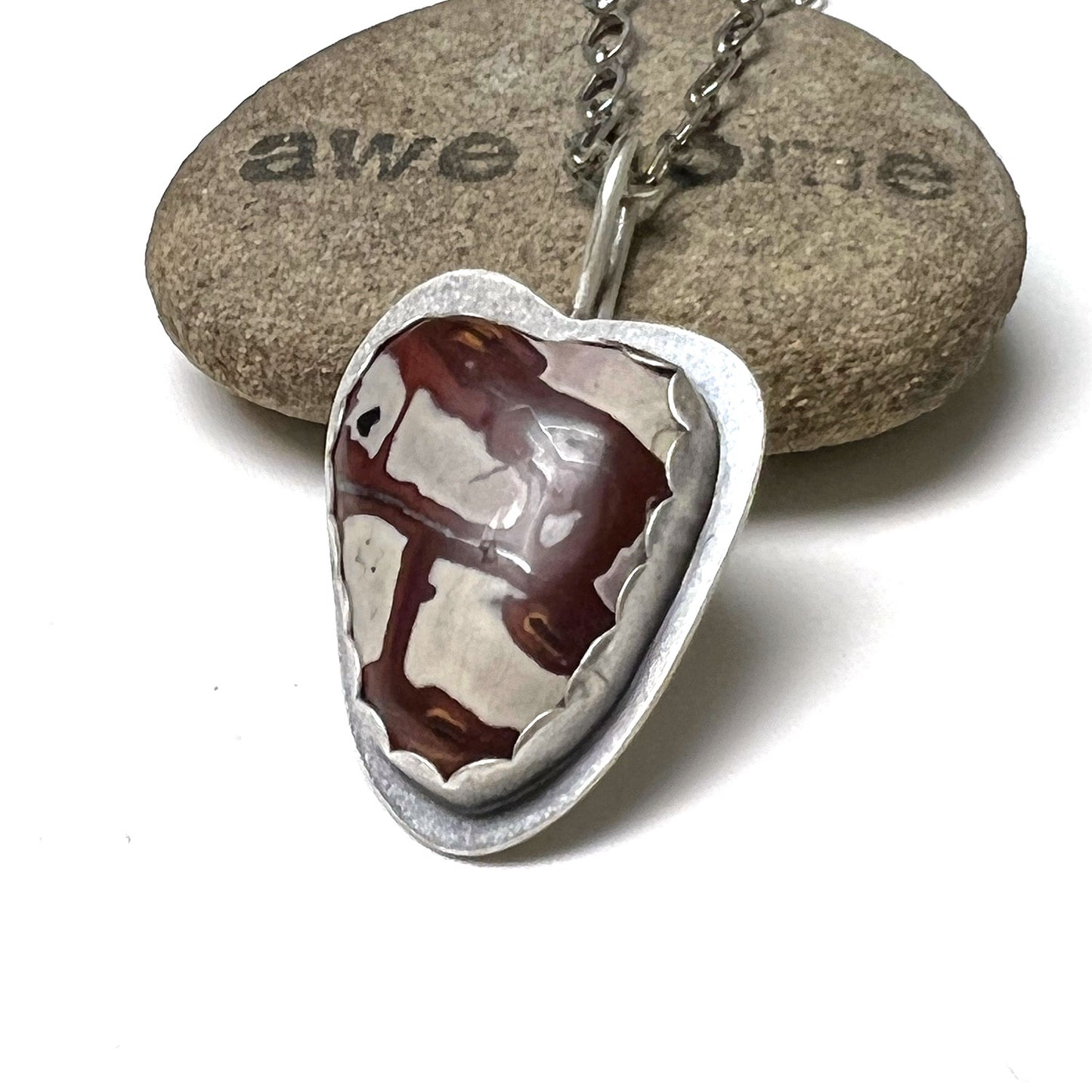 OXIDIZED STERLING SILVER BLANKET RHYOLITE HEART NECKLACE - SELF WORTH TALISMAN
