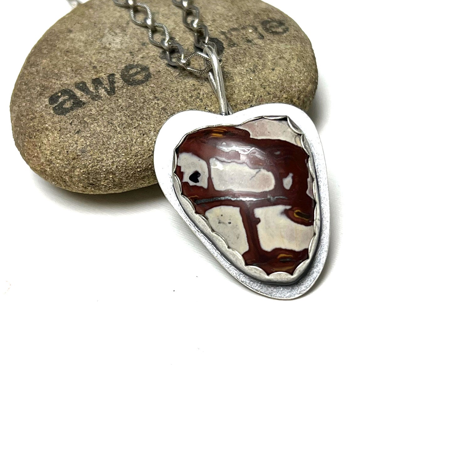 OXIDIZED STERLING SILVER BLANKET RHYOLITE HEART NECKLACE - SELF WORTH TALISMAN
