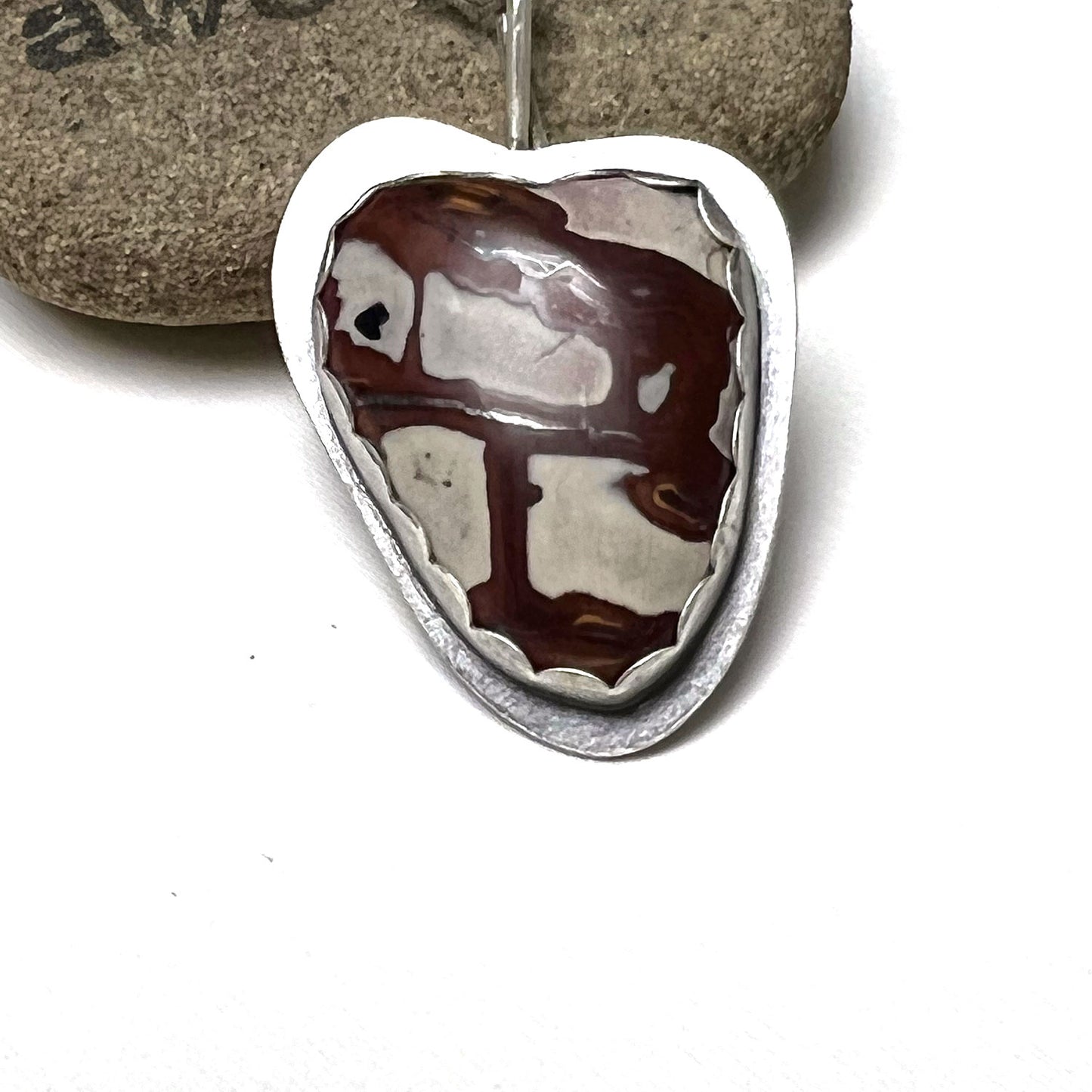 OXIDIZED STERLING SILVER BLANKET RHYOLITE HEART NECKLACE - SELF WORTH TALISMAN