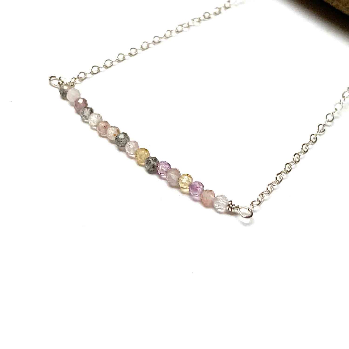 GEMSTONE BAR NECKLACE - GEMSTONE TALISMAN NECKLACES