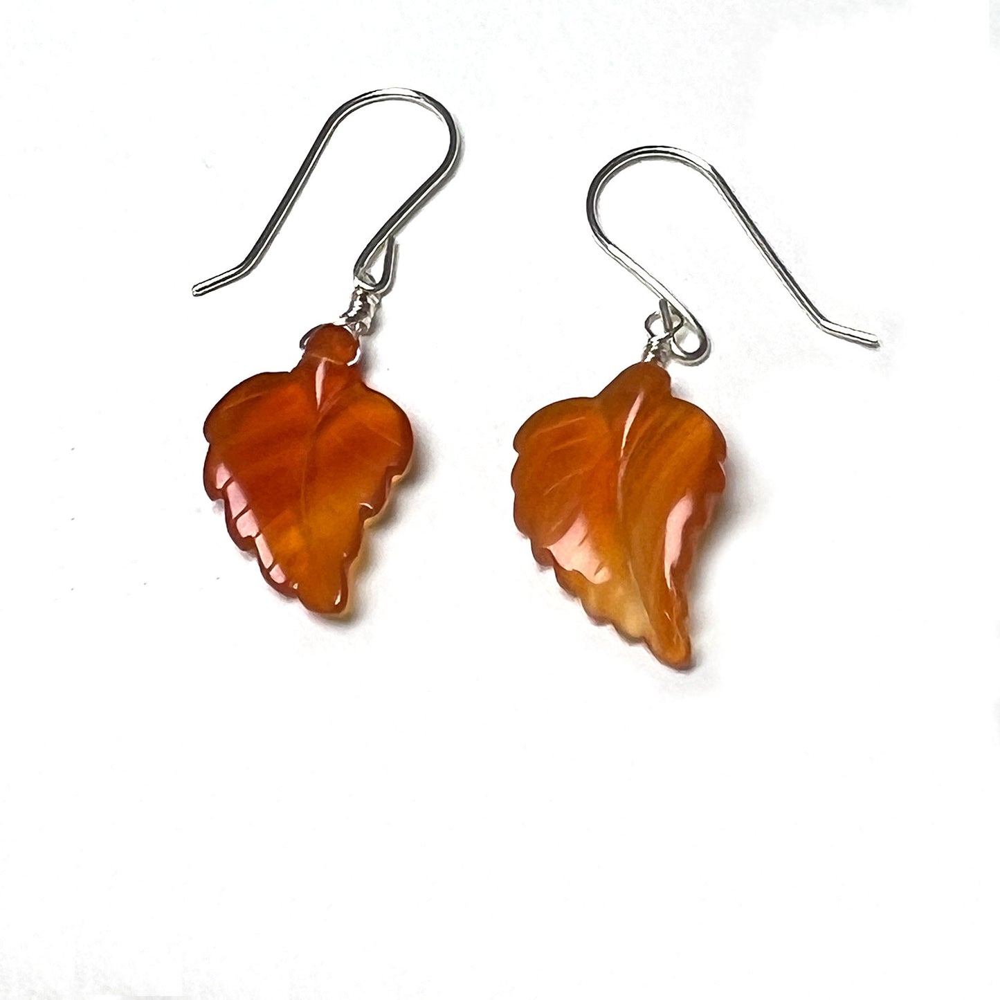 STERLING SILVER CARVED LEAF EARRINGS - PROTECTIVE EMBRACE TALISMAN