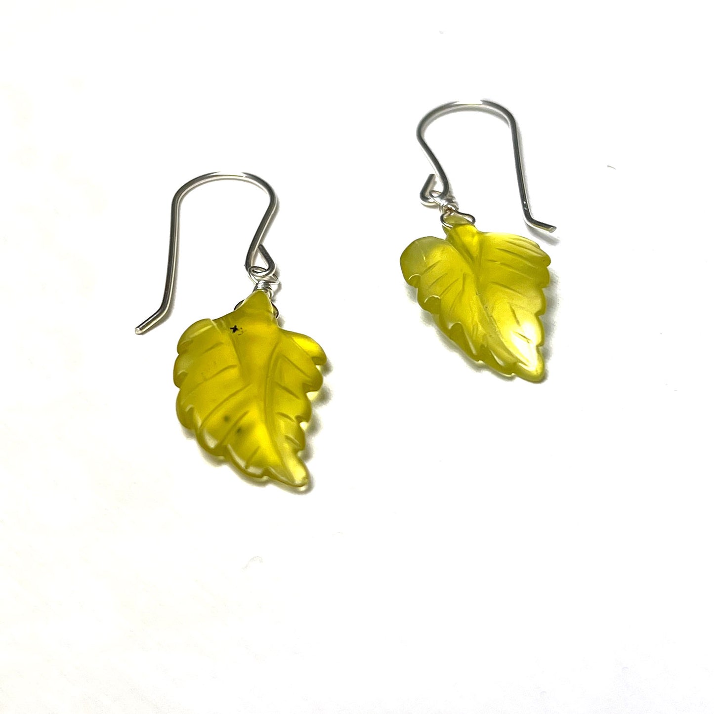 STERLING SILVER CARVED LEAF EARRINGS - PROTECTIVE EMBRACE TALISMAN